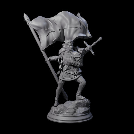 Triumphant Human Standard Bearer Miniature for Dungeons and Dragons, Pathfinder or other TTRPGs