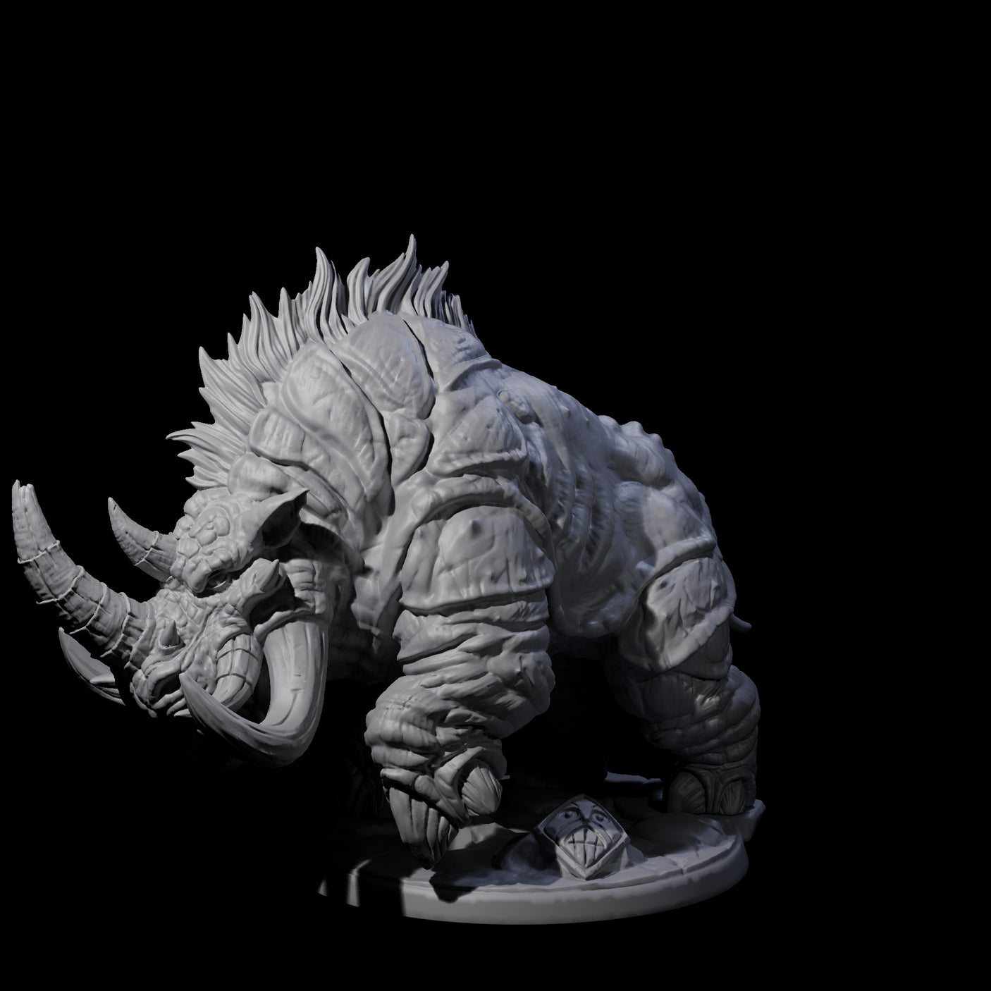 Tundra Rhino C Miniature for Dungeons and Dragons, Pathfinder or other TTRPGs