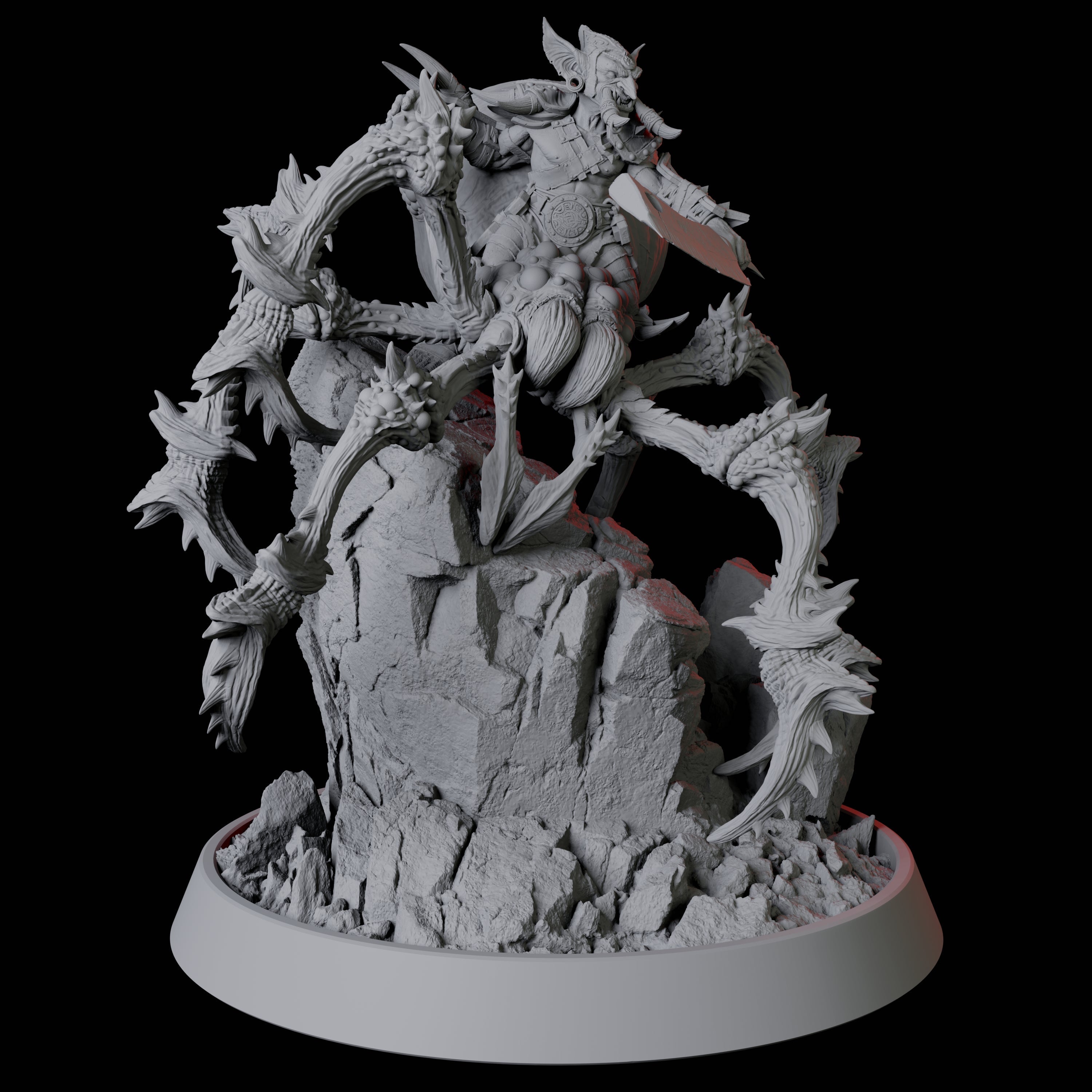 Tusked Goblin Riding a Giant Spider Miniature for Dungeons and Dragons