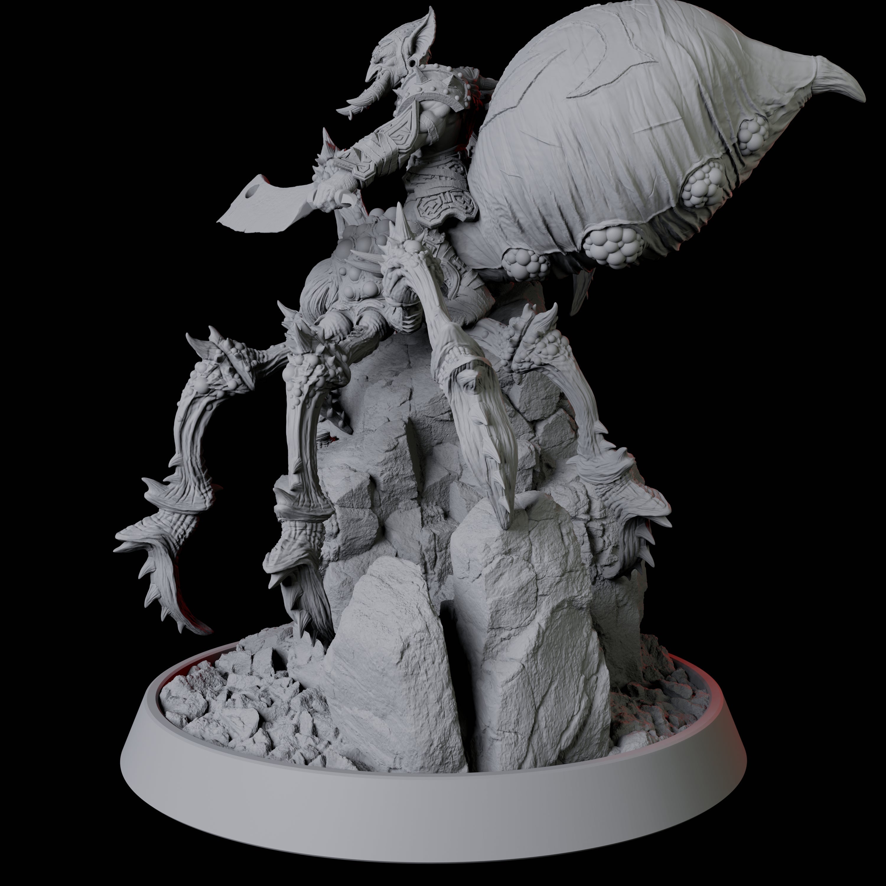 Tusked Goblin Riding a Giant Spider Miniature for Dungeons and Dragons