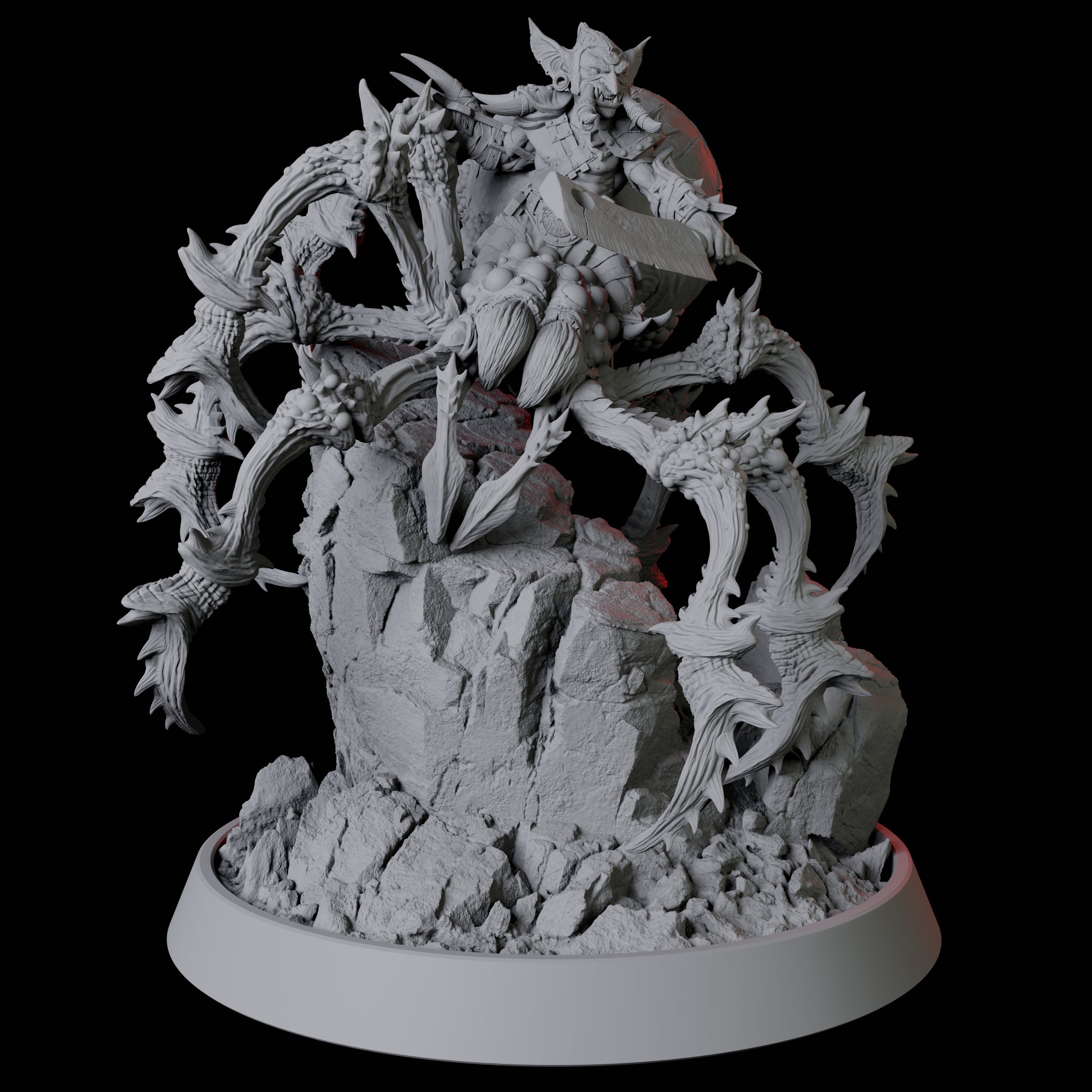 Tusked Goblin Riding a Giant Spider Miniature for Dungeons and Dragons