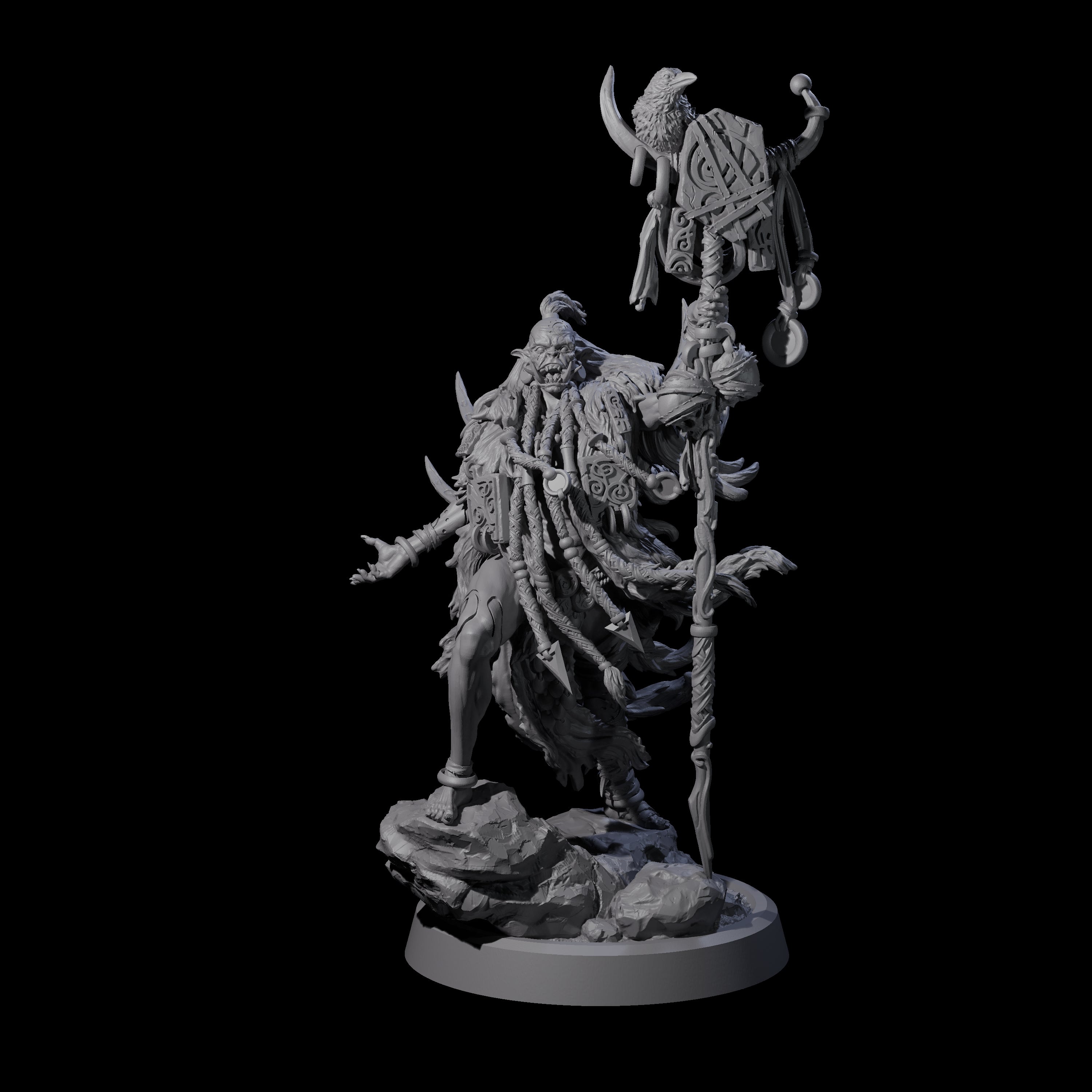 Tusked Goblin Shaman B Miniature for Dungeons and Dragons, Pathfinder or other TTRPGs
