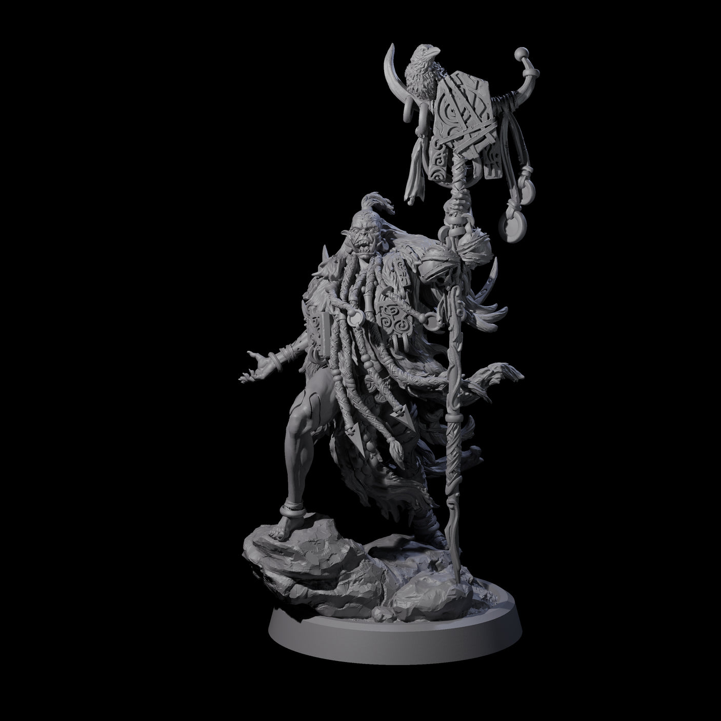 Tusked Goblin Shaman B Miniature for Dungeons and Dragons, Pathfinder or other TTRPGs