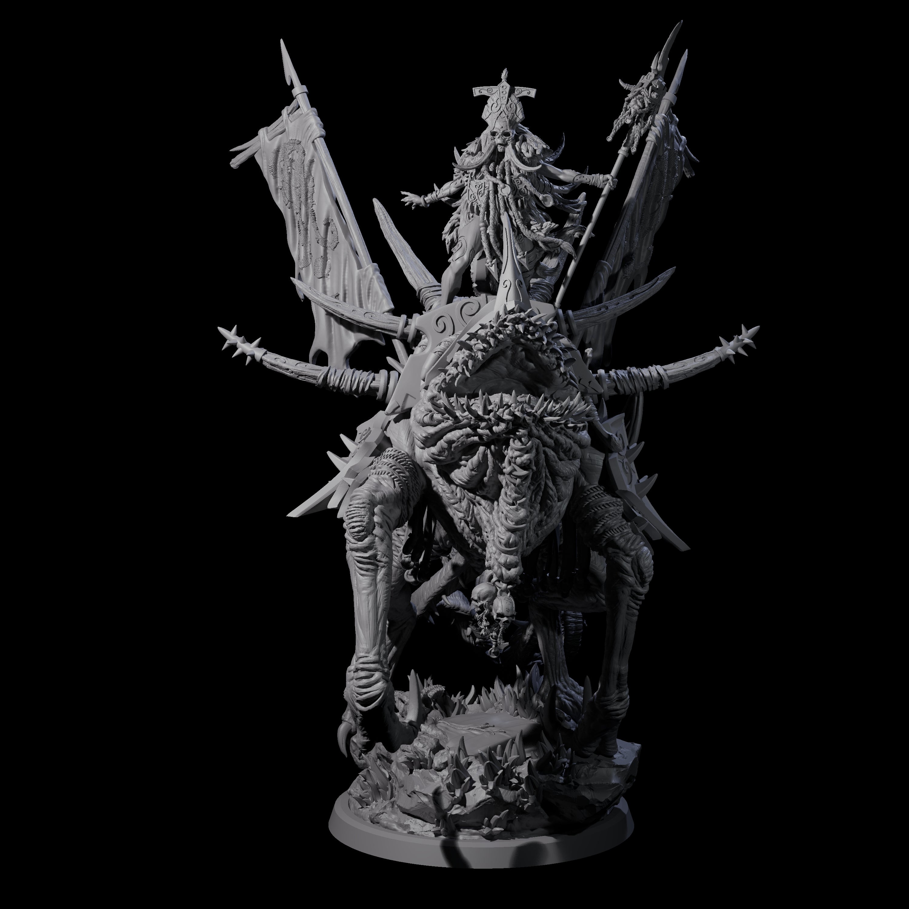 Tusked Goblin Shaman War Leader on Beast Miniature for Dungeons and Dragons, Pathfinder or other TTRPGs