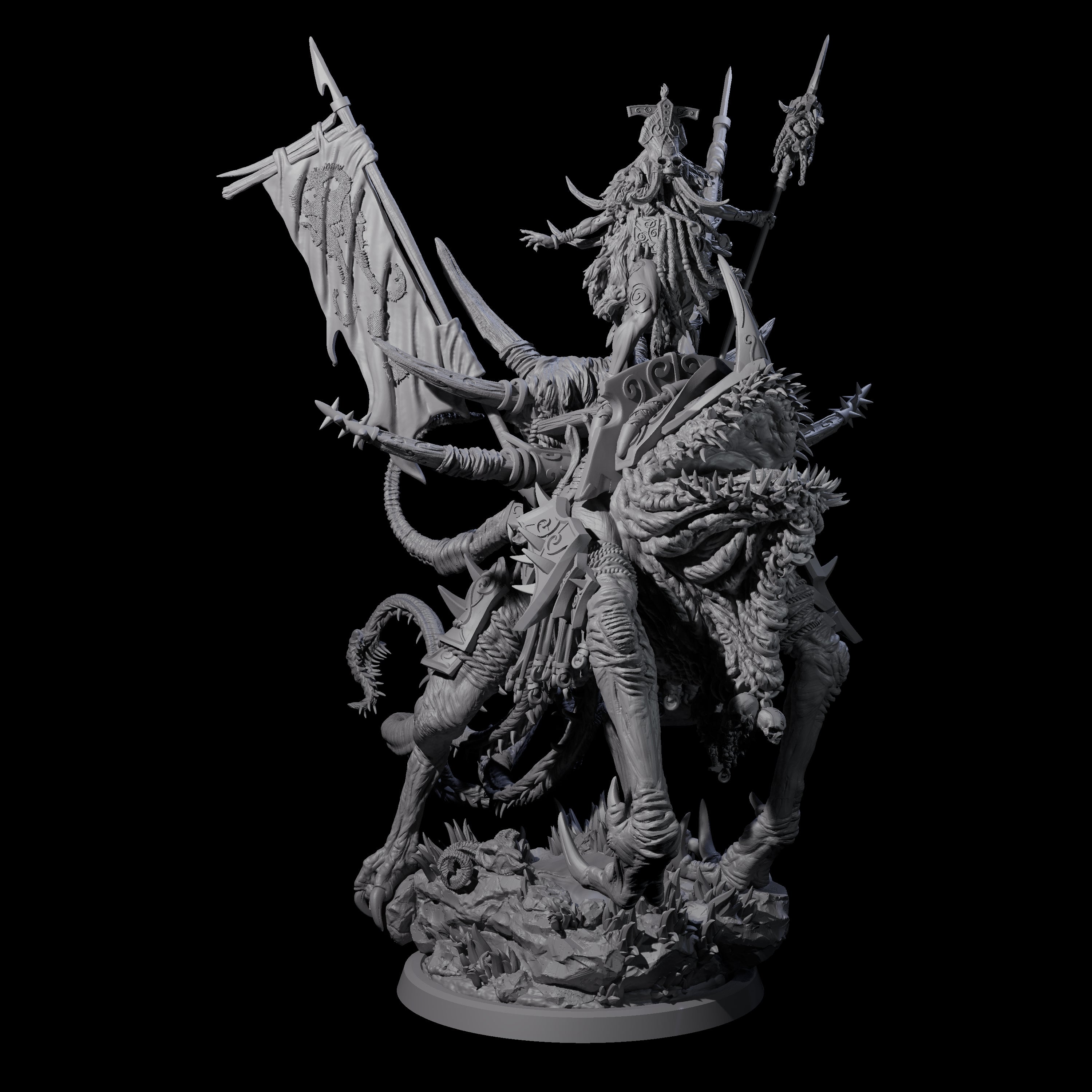 Tusked Goblin Shaman War Leader on Beast Miniature for Dungeons and Dragons, Pathfinder or other TTRPGs