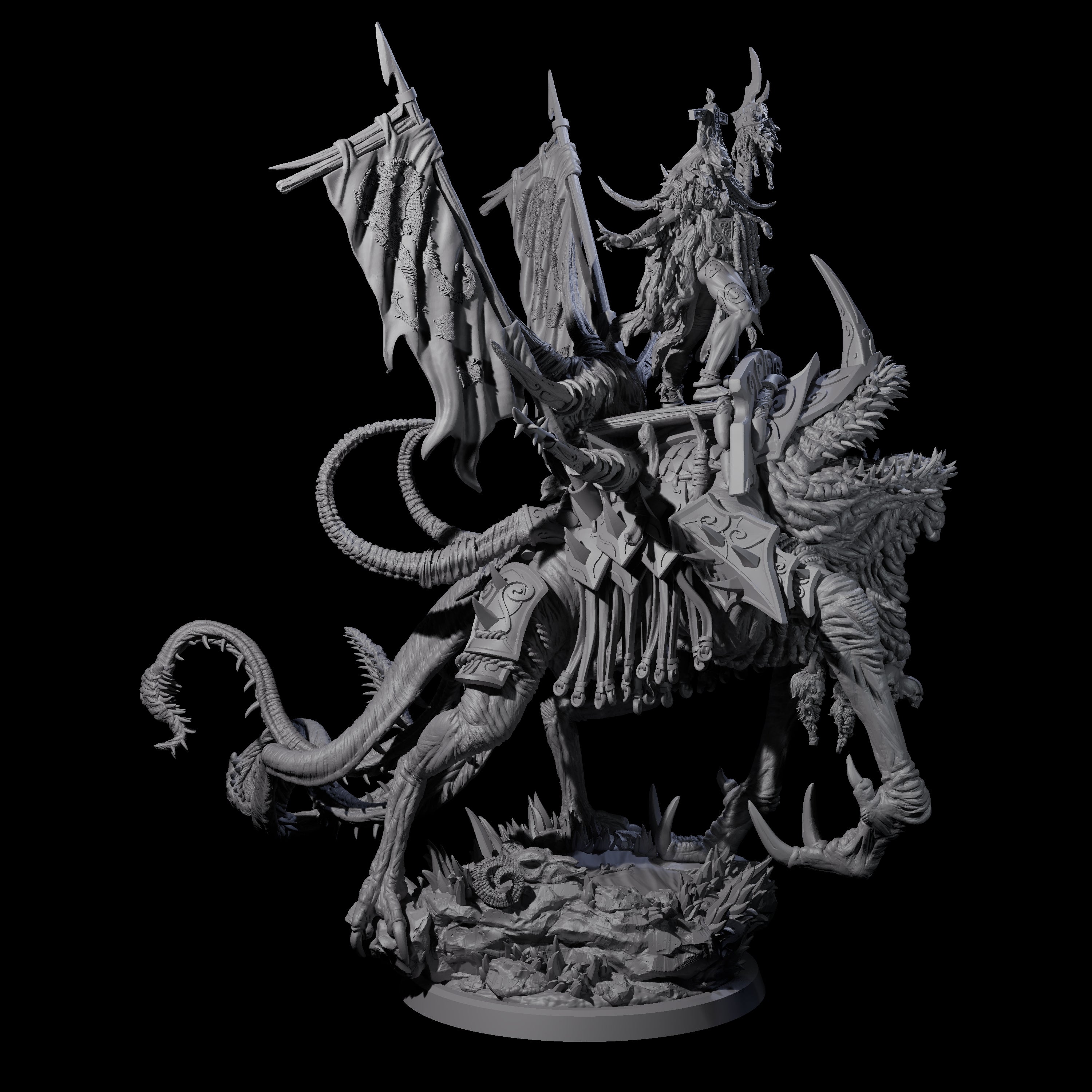 Tusked Goblin Shaman War Leader on Beast Miniature for Dungeons and Dragons, Pathfinder or other TTRPGs