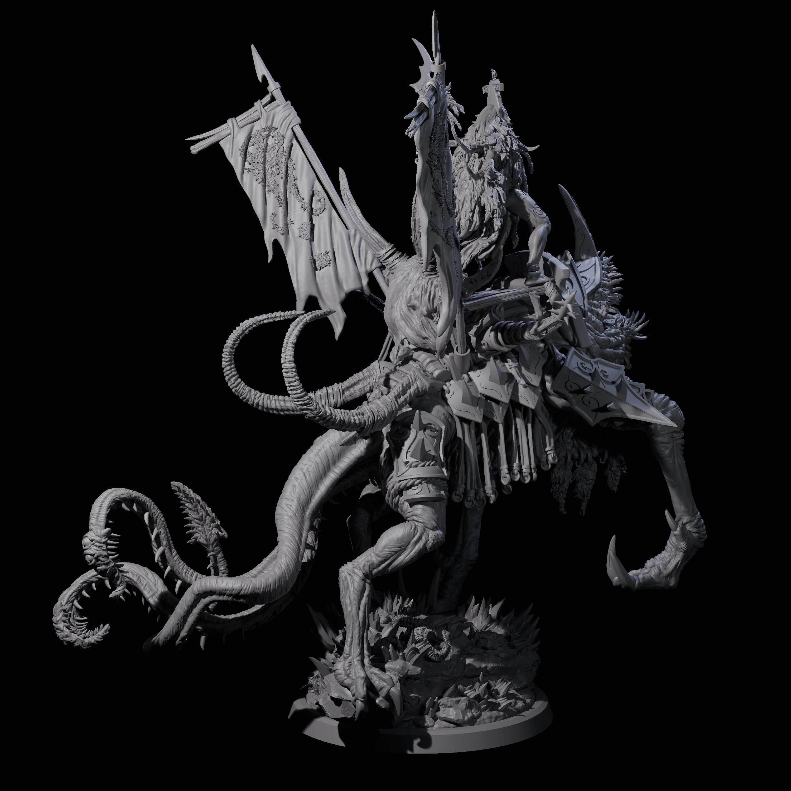 Tusked Goblin Shaman War Leader on Beast Miniature for Dungeons and Dragons, Pathfinder or other TTRPGs