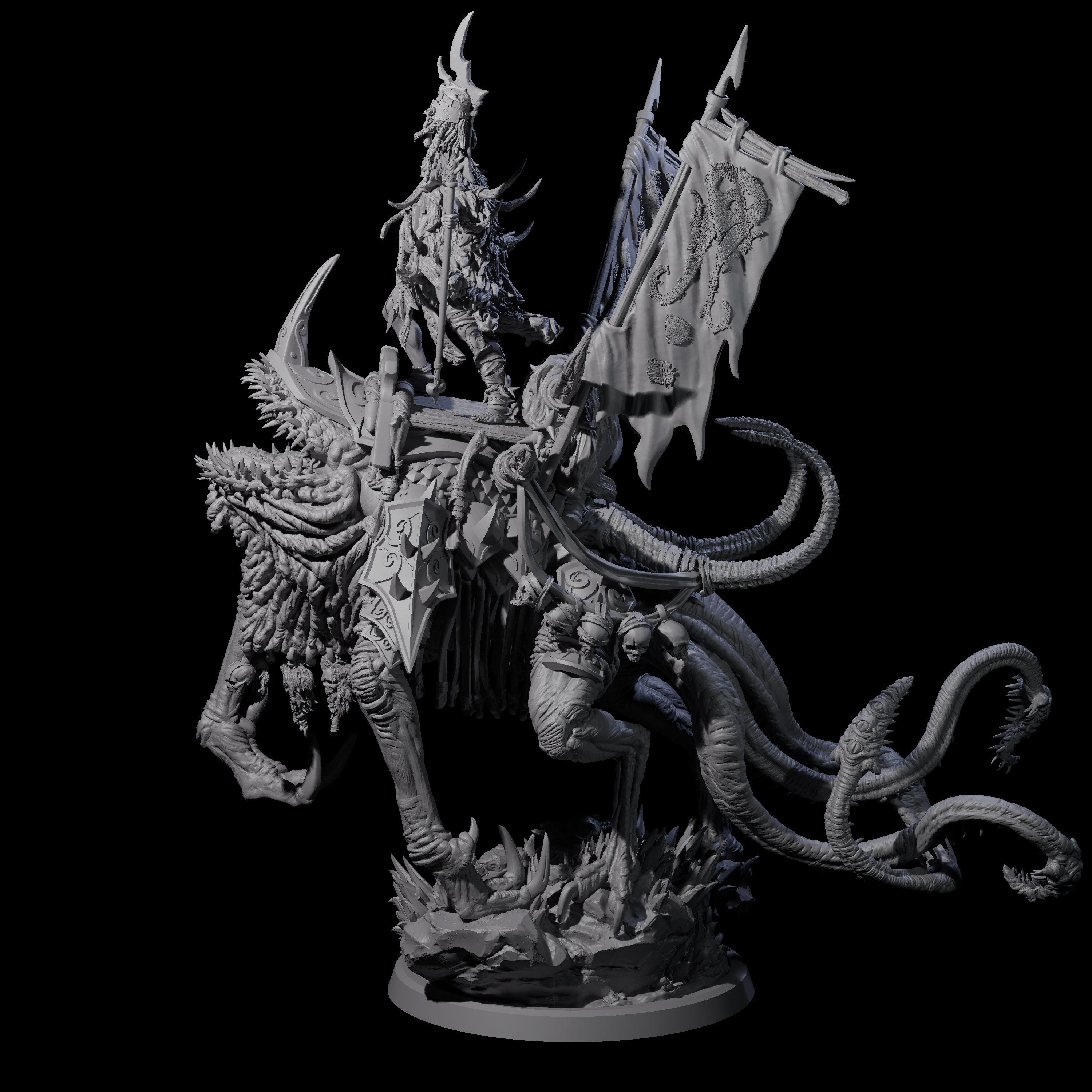 Tusked Goblin Shaman War Leader on Beast Miniature for Dungeons and Dragons, Pathfinder or other TTRPGs