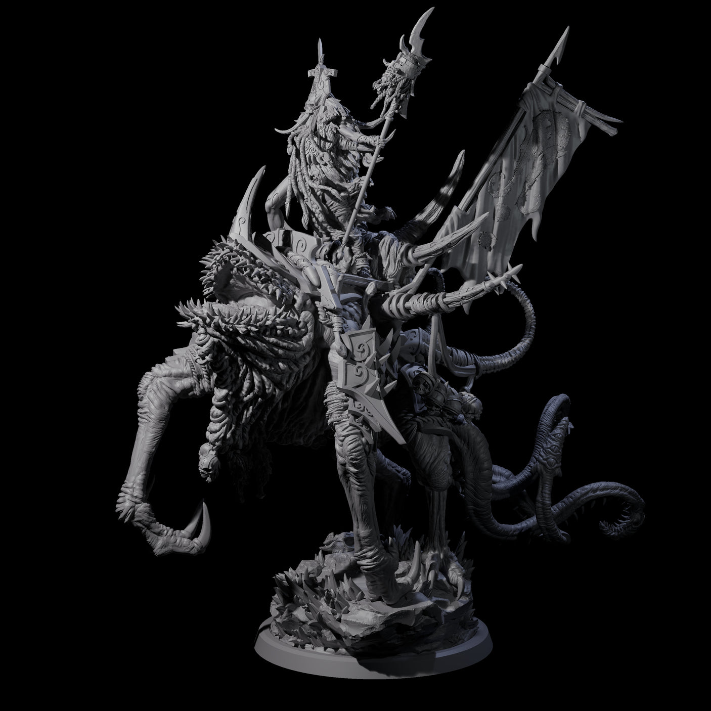 Tusked Goblin Shaman War Leader on Beast Miniature for Dungeons and Dragons, Pathfinder or other TTRPGs
