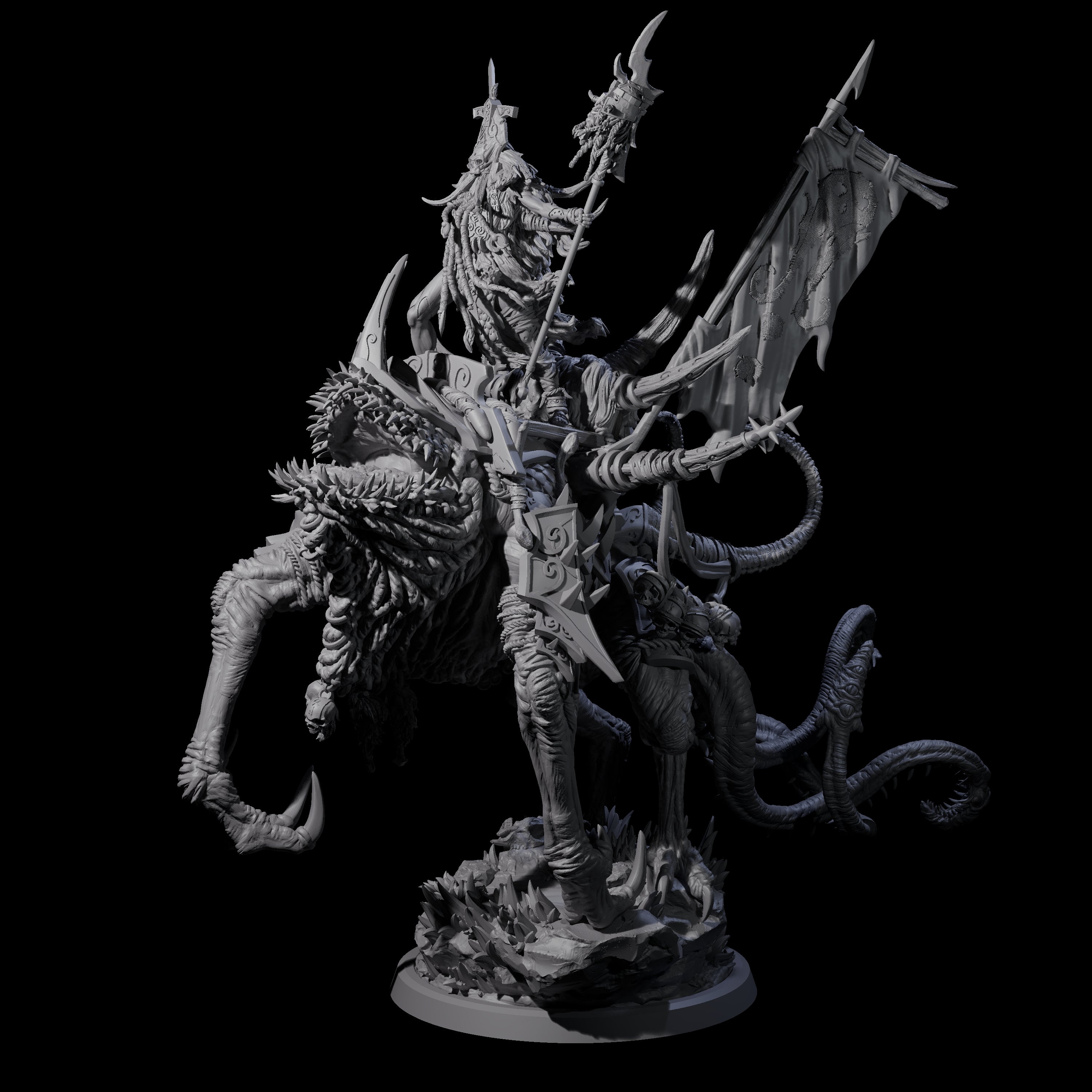 Tusked Goblin Shaman War Leader on Beast Miniature for Dungeons and Dragons, Pathfinder or other TTRPGs