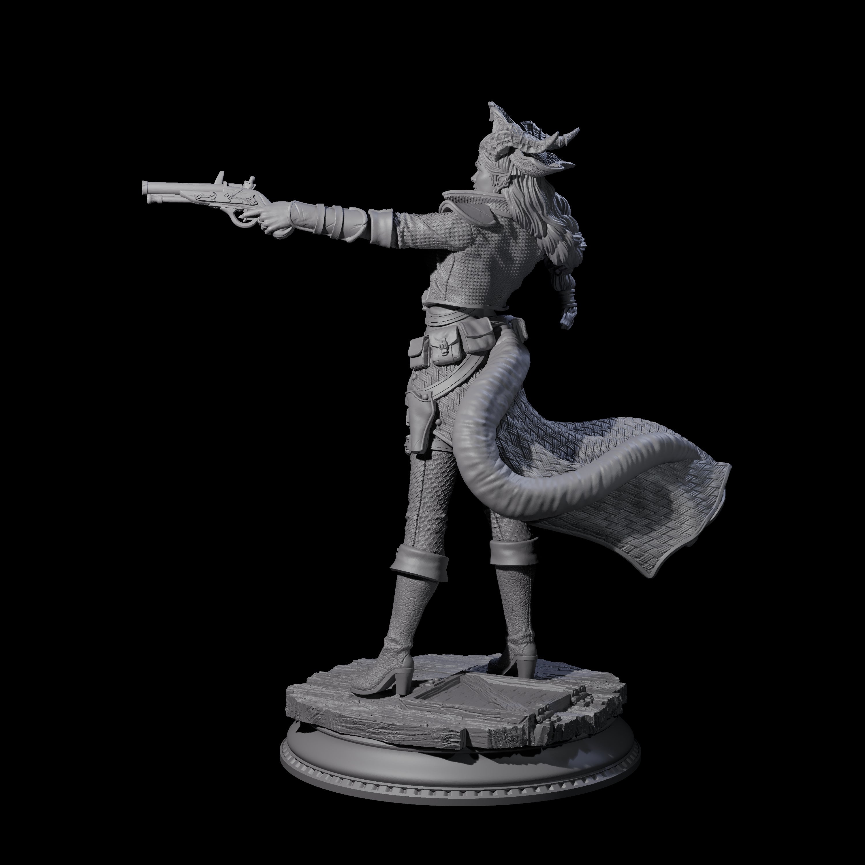 Twin Pistol Tiefling Pirate Miniature for Dungeons and Dragons, Pathfinder or other TTRPGs
