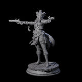 Twin Pistol Tiefling Pirate Miniature for Dungeons and Dragons, Pathfinder or other TTRPGs