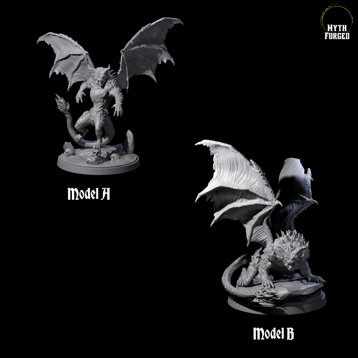 Two Athletic Manticores Miniature for Dungeons and Dragons, Pathfinder or other TTRPGs