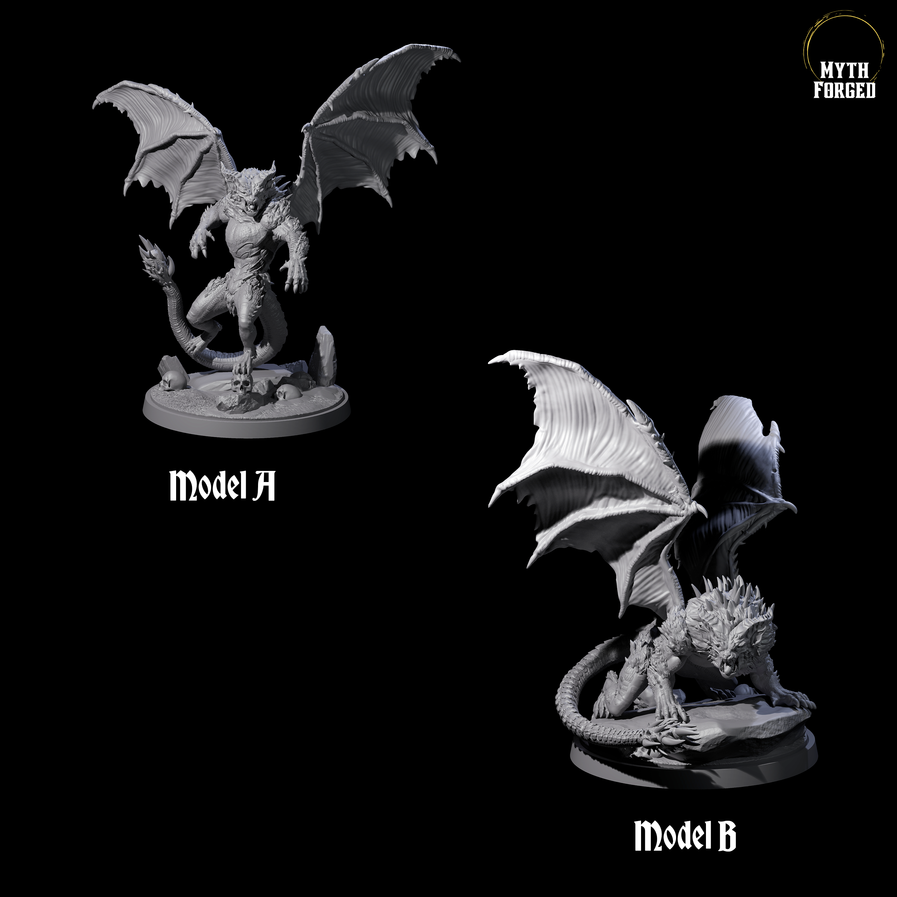 Two Athletic Manticores Miniature for Dungeons and Dragons, Pathfinder or other TTRPGs
