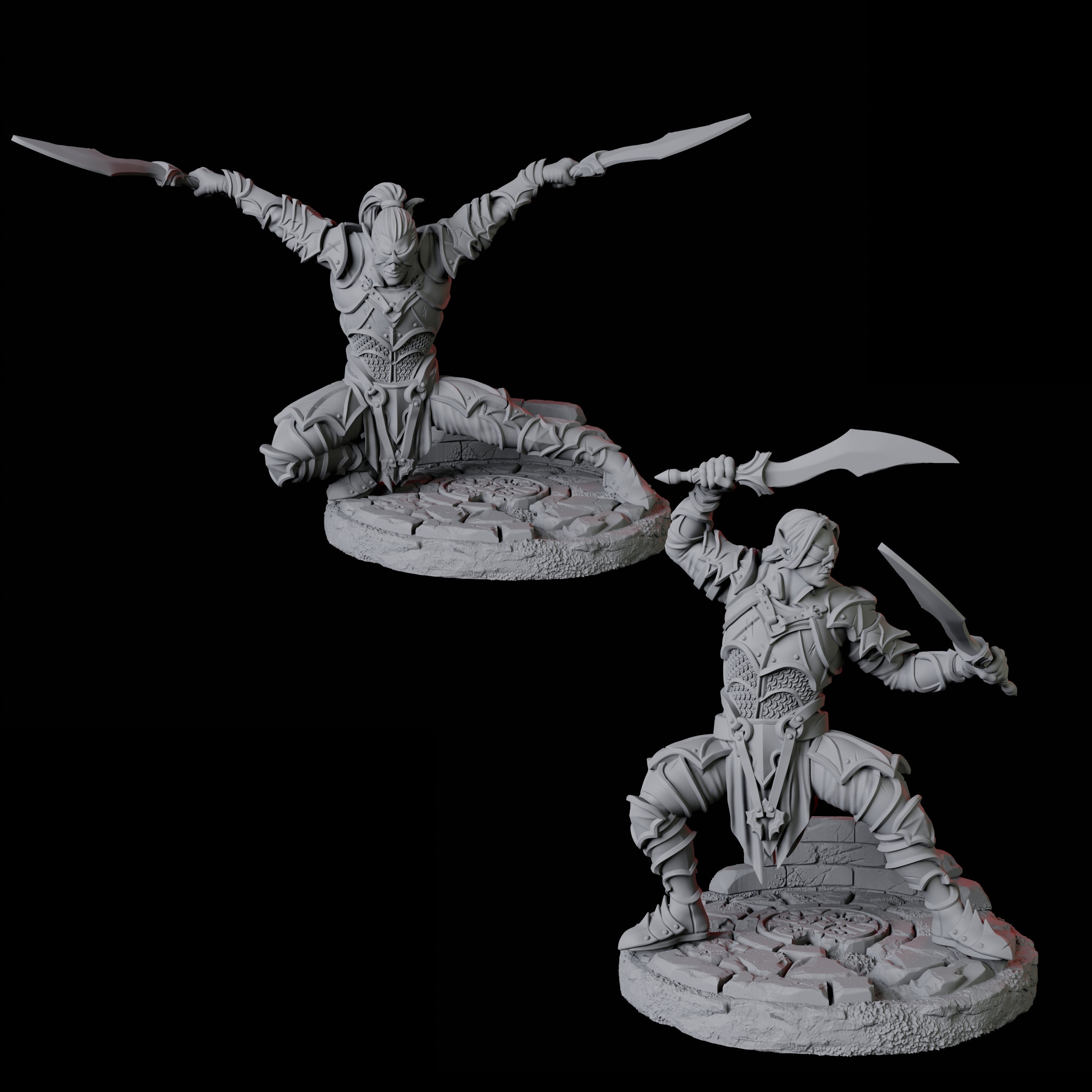 Two Blind Sword Warriors Miniature for Dungeons and Dragons, Pathfinder or other TTRPGs