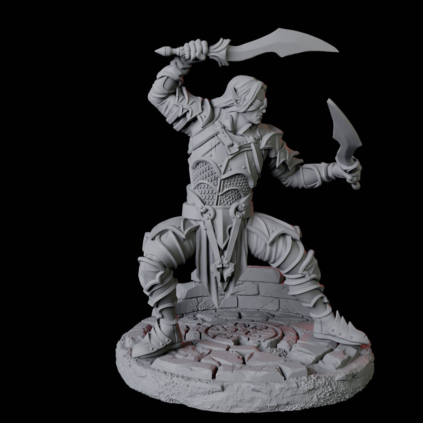 Two Blind Sword Warriors Miniature for Dungeons and Dragons, Pathfinder or other TTRPGs