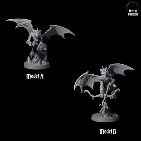 Two Charged Winged Kobolds Miniature for Dungeons and Dragons, Pathfinder or other TTRPGs