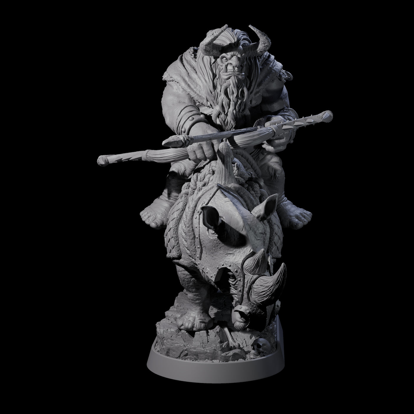 Two Charging Ogre Rhino Riders Miniature for Dungeons and Dragons, Pathfinder or other TTRPGs