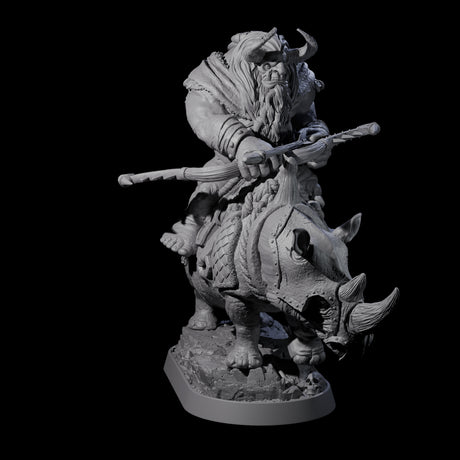 Two Charging Ogre Rhino Riders Miniature for Dungeons and Dragons, Pathfinder or other TTRPGs