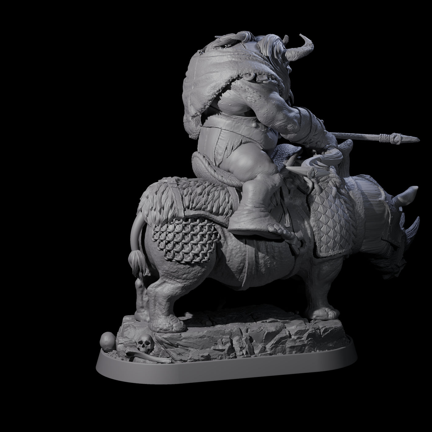 Two Charging Ogre Rhino Riders Miniature for Dungeons and Dragons, Pathfinder or other TTRPGs