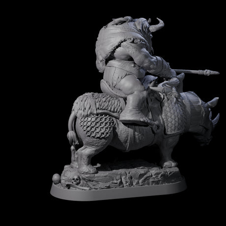 Two Charging Ogre Rhino Riders Miniature for Dungeons and Dragons, Pathfinder or other TTRPGs
