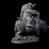 Two Charging Ogre Rhino Riders Miniature for Dungeons and Dragons, Pathfinder or other TTRPGs