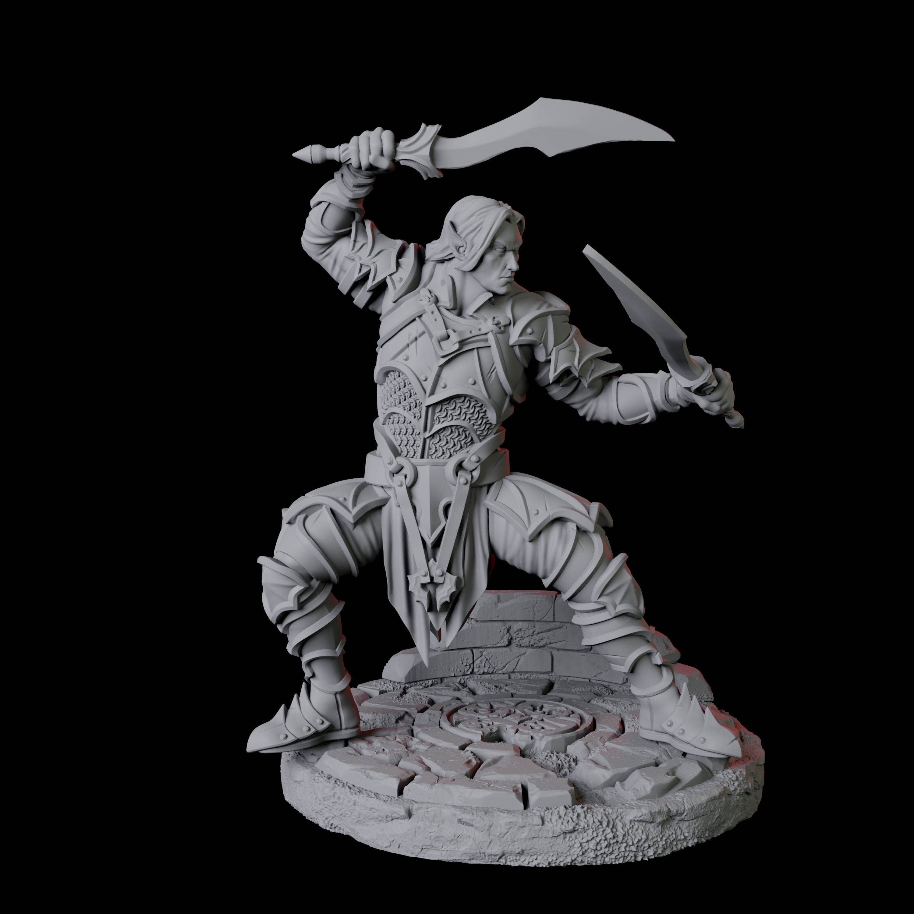 Two Dual Wielding Swordsmen Miniature for Dungeons and Dragons, Pathfinder or other TTRPGs