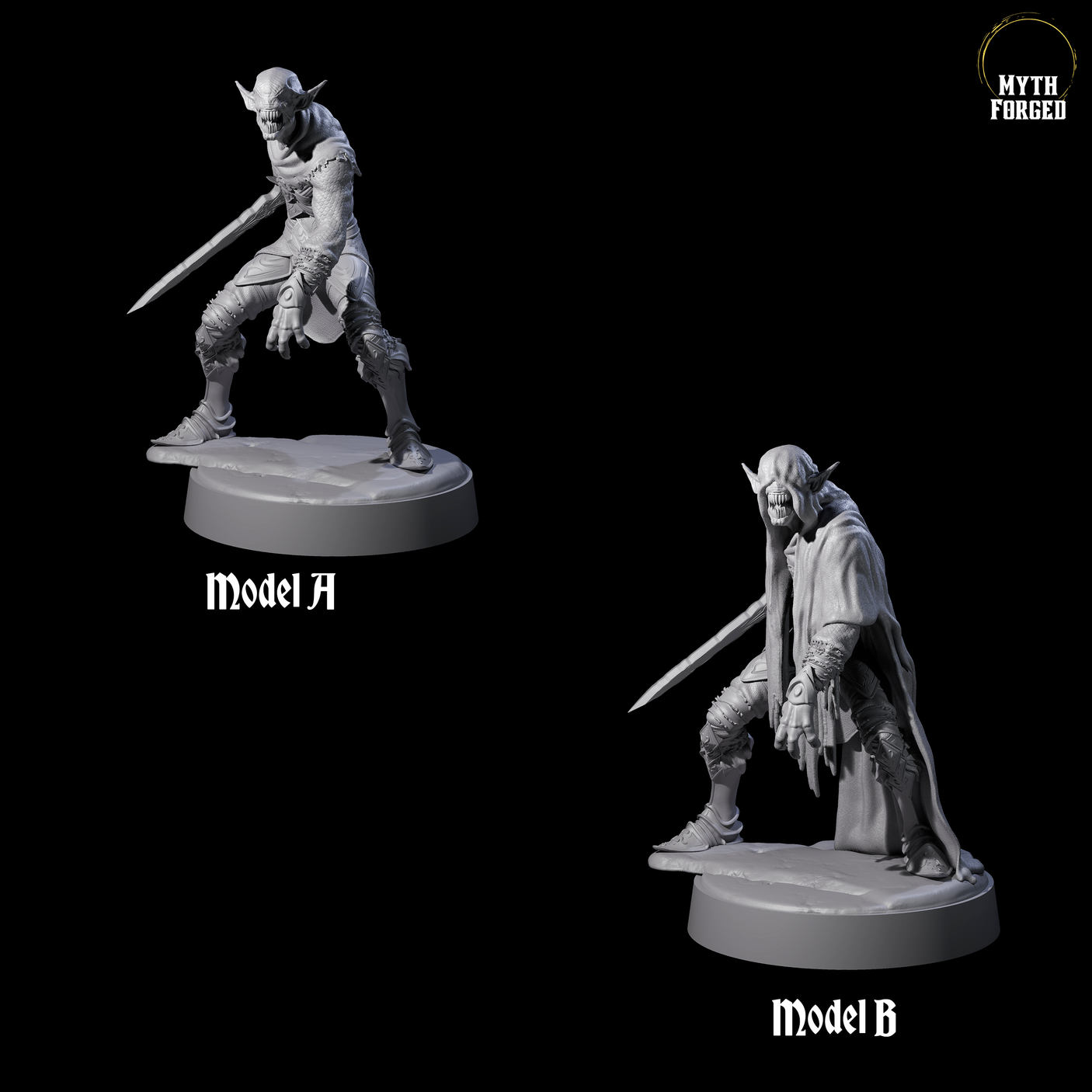 Two Eyeless Ghouls Miniature for Dungeons and Dragons, Pathfinder or other TTRPGs