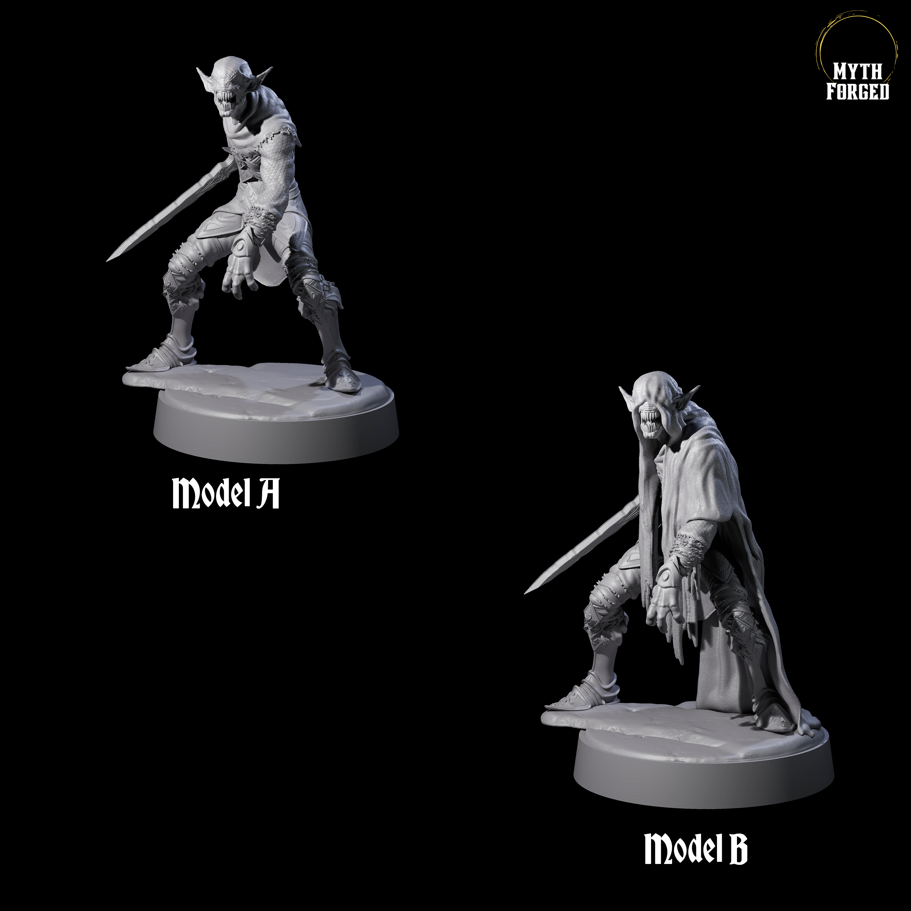 Two Eyeless Ghouls Miniature for Dungeons and Dragons, Pathfinder or other TTRPGs