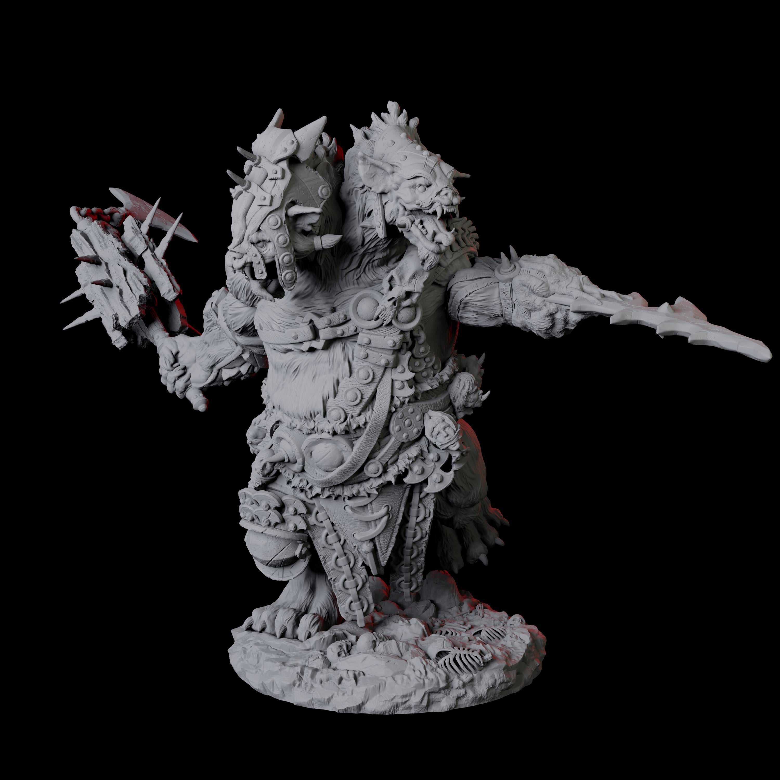 Two Gnoll Ettins Miniature for Dungeons and Dragons, Pathfinder or other TTRPGs