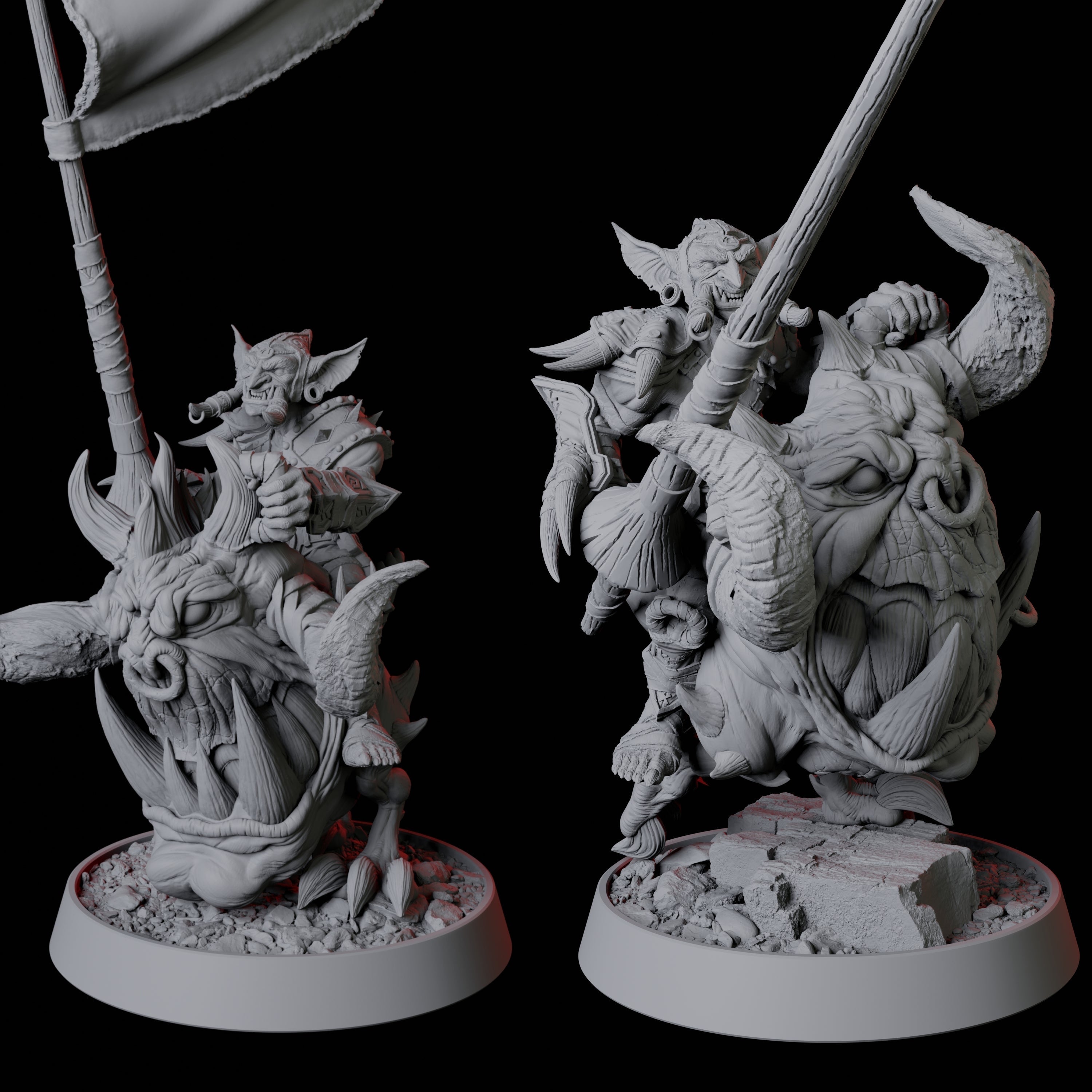 Two Goblin Cavalry Miniature for Dungeons and Dragons