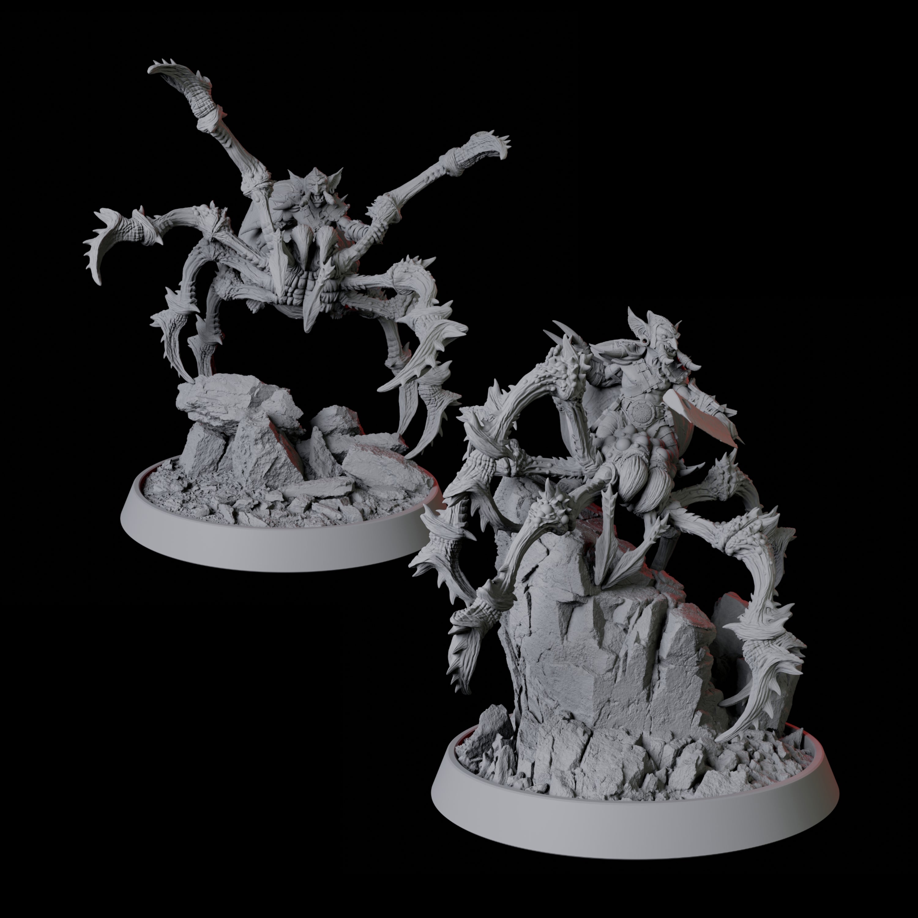 Two Goblin Spider Riders Miniature for Dungeons and Dragons