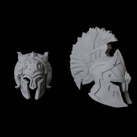 Two Greek Helmets Miniature for Dungeons and Dragons, Pathfinder or other TTRPGs
