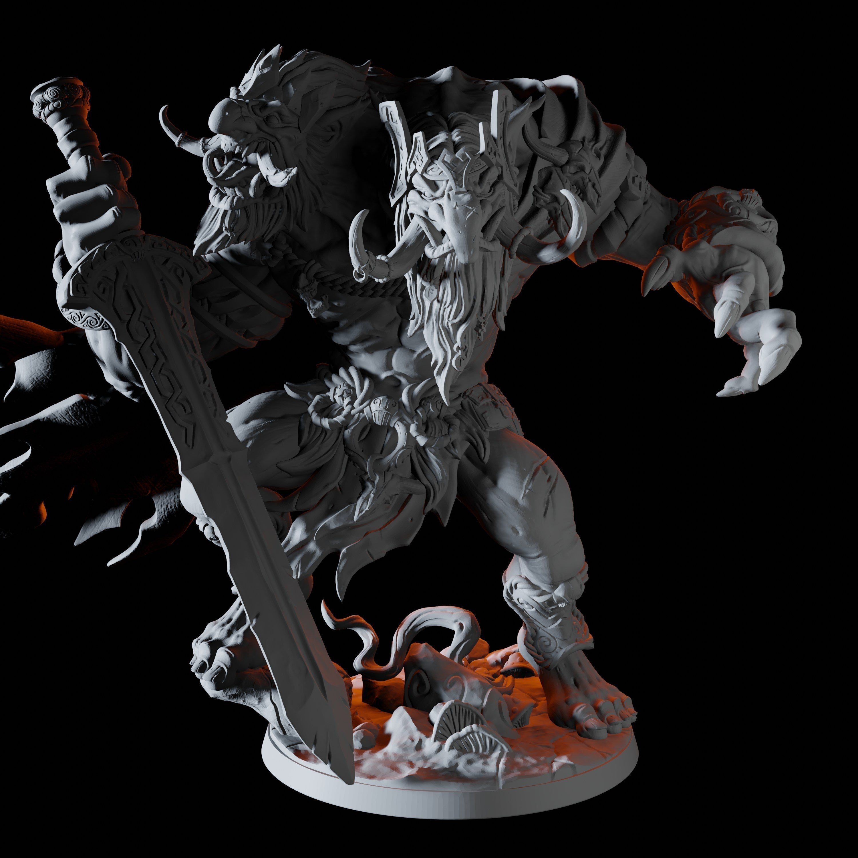 Two Headed Troll Warchief Miniature for Dungeons and Dragons - Myth Forged