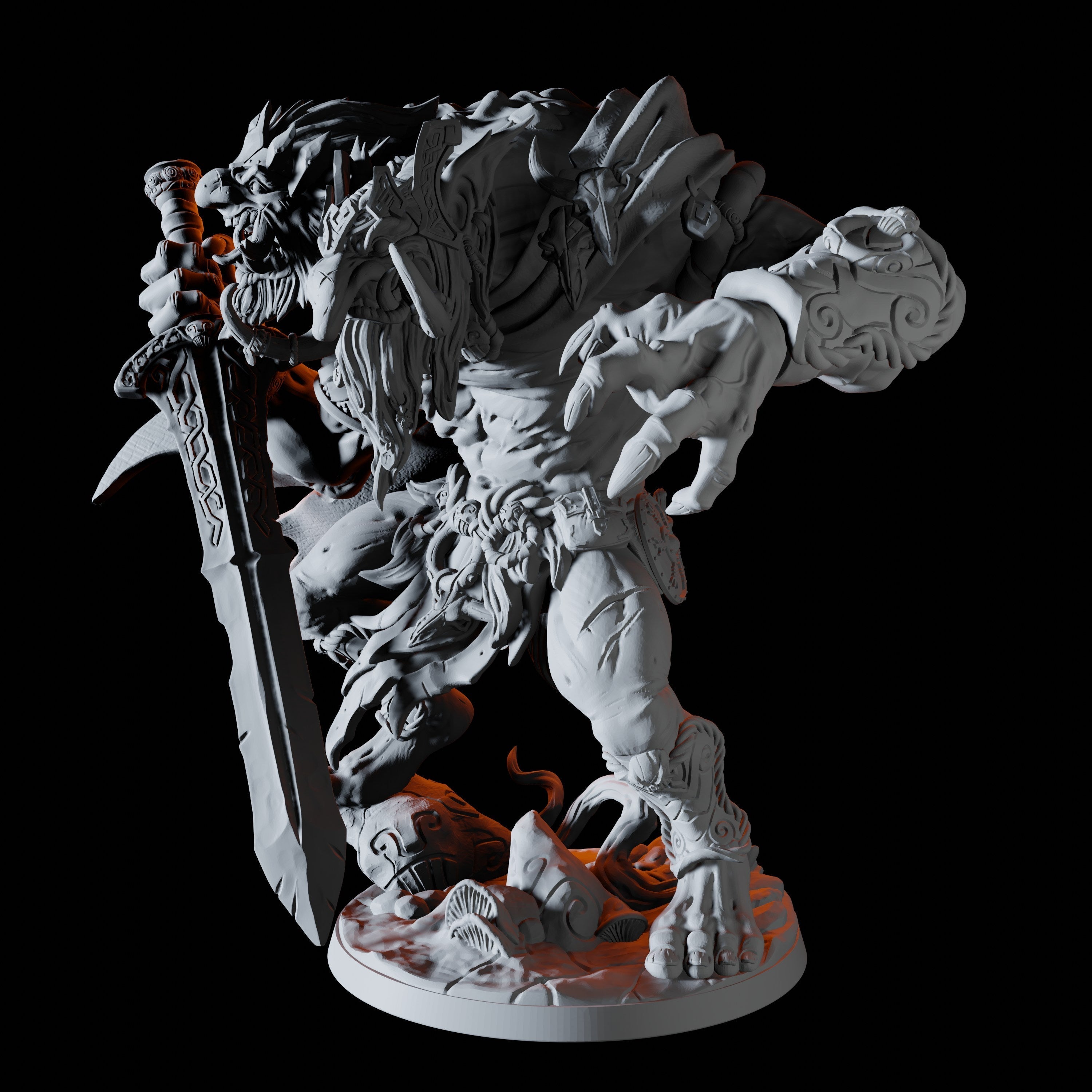 Two Headed Troll Warchief Miniature for Dungeons and Dragons - Myth Forged