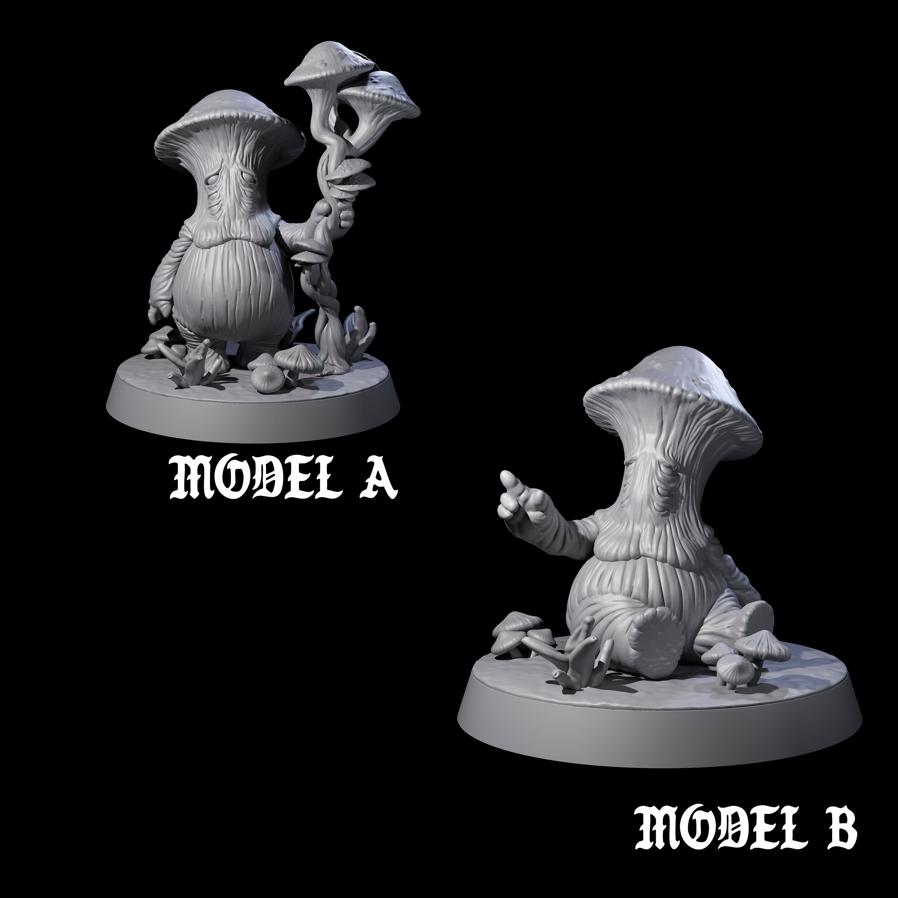Two Myconid Younglings Miniature for Dungeons and Dragons, Pathfinder or other TTRPGs