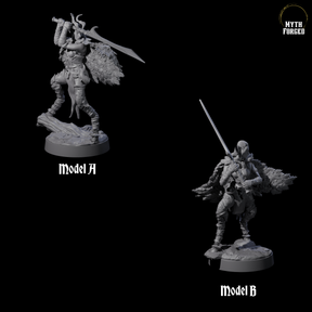 Two Poised Satyr Gladewardens Miniature for Dungeons and Dragons, Pathfinder or other TTRPGs