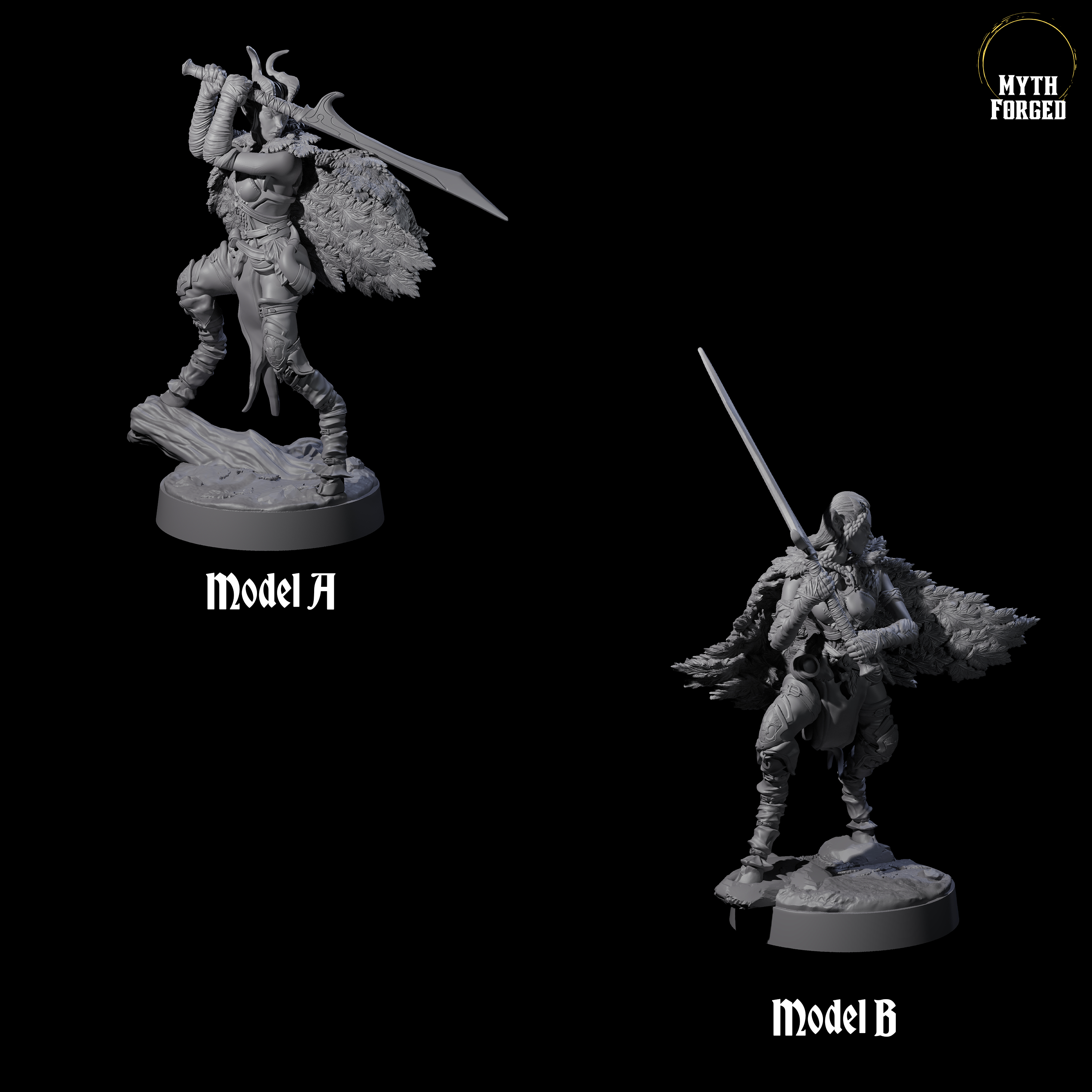 Two Poised Satyr Gladewardens Miniature for Dungeons and Dragons, Pathfinder or other TTRPGs