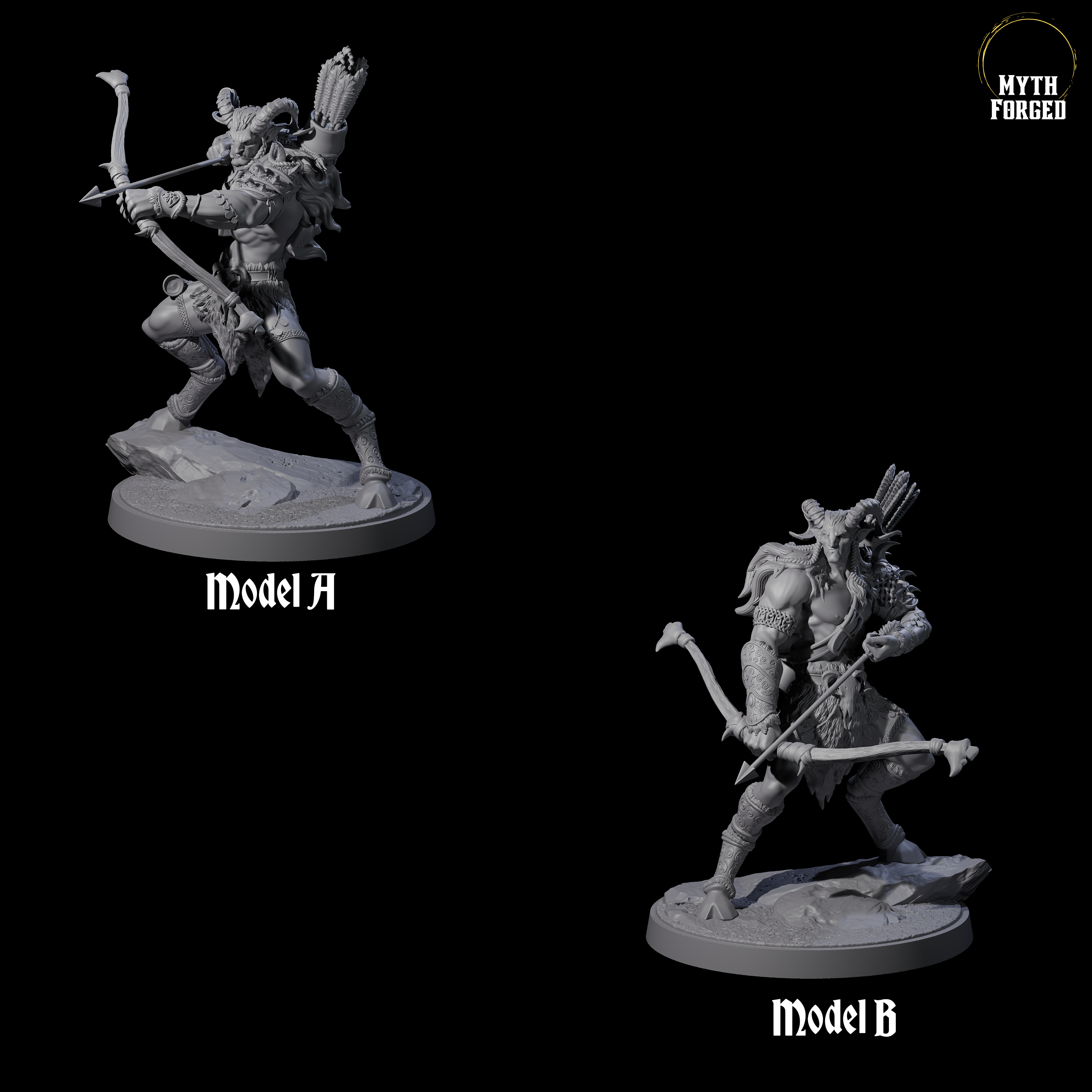Two Precise Satyr Marksmen Miniature for Dungeons and Dragons, Pathfinder or other TTRPGs