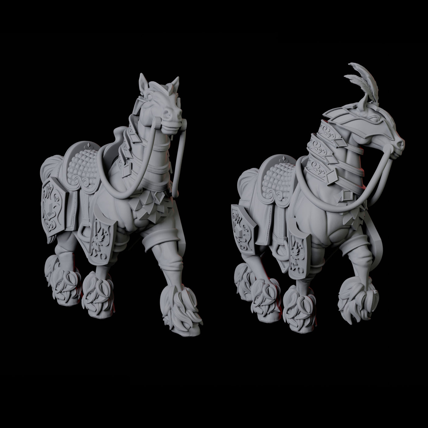 Two Royal Horses Miniature for Dungeons and Dragons, Pathfinder or other TTRPGs