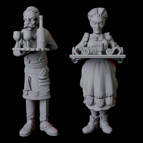 Two Royal Servants Miniature for Dungeons and Dragons, Pathfinder or other TTRPGs