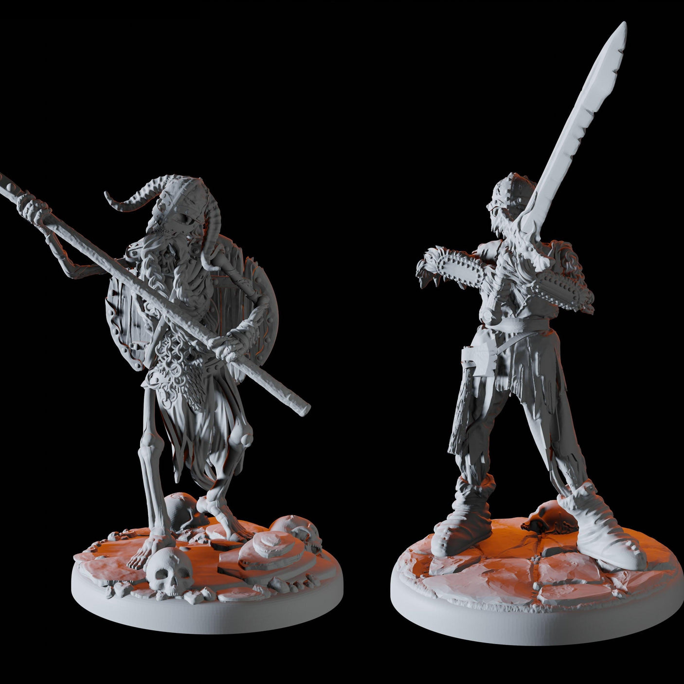 Two Shambling Skeletons Miniature for Dungeons and Dragons, Pathfinder or other TTRPGs