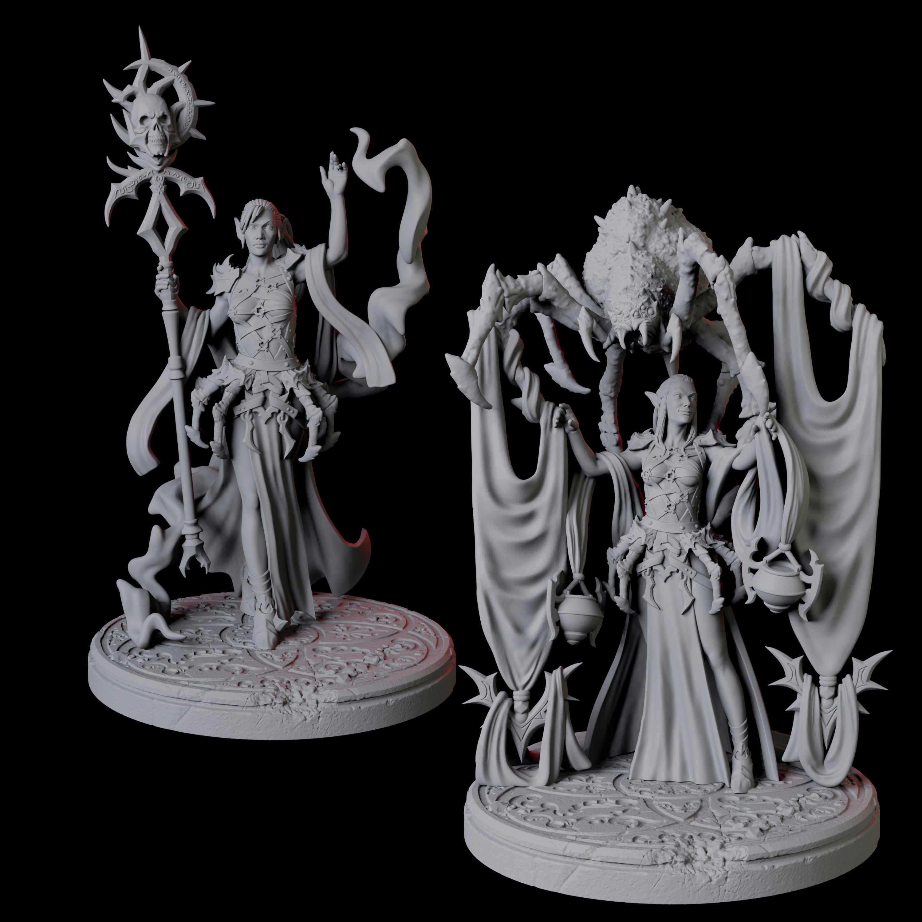 Two Spider Priestess' Miniature for Dungeons and Dragons, Pathfinder or other TTRPGs