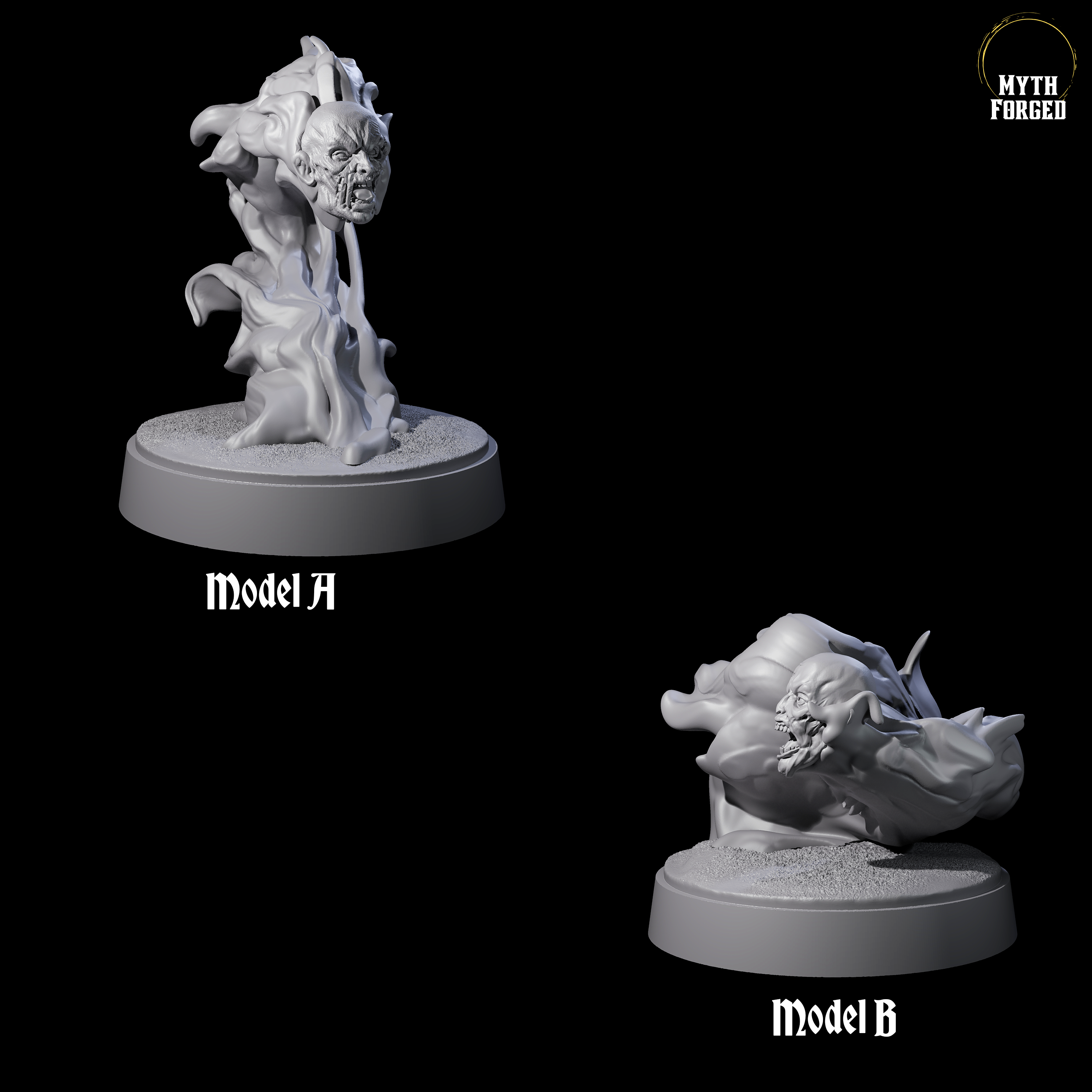 Two Spitting Flaming Skulls Miniature for Dungeons and Dragons, Pathfinder or other TTRPGs
