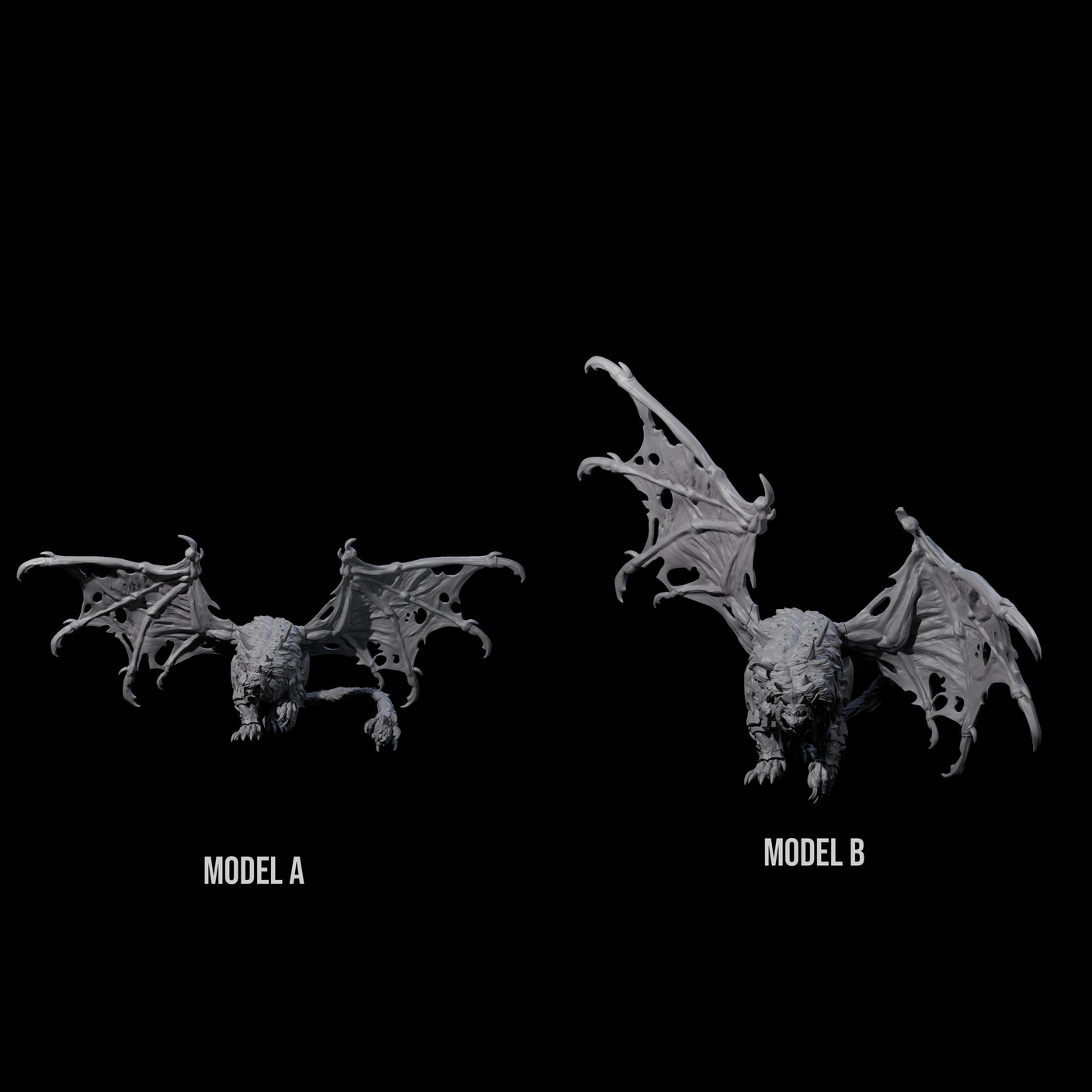 Two Stretching Dark Manticores Miniature for Dungeons and Dragons, Pathfinder or other TTRPGs