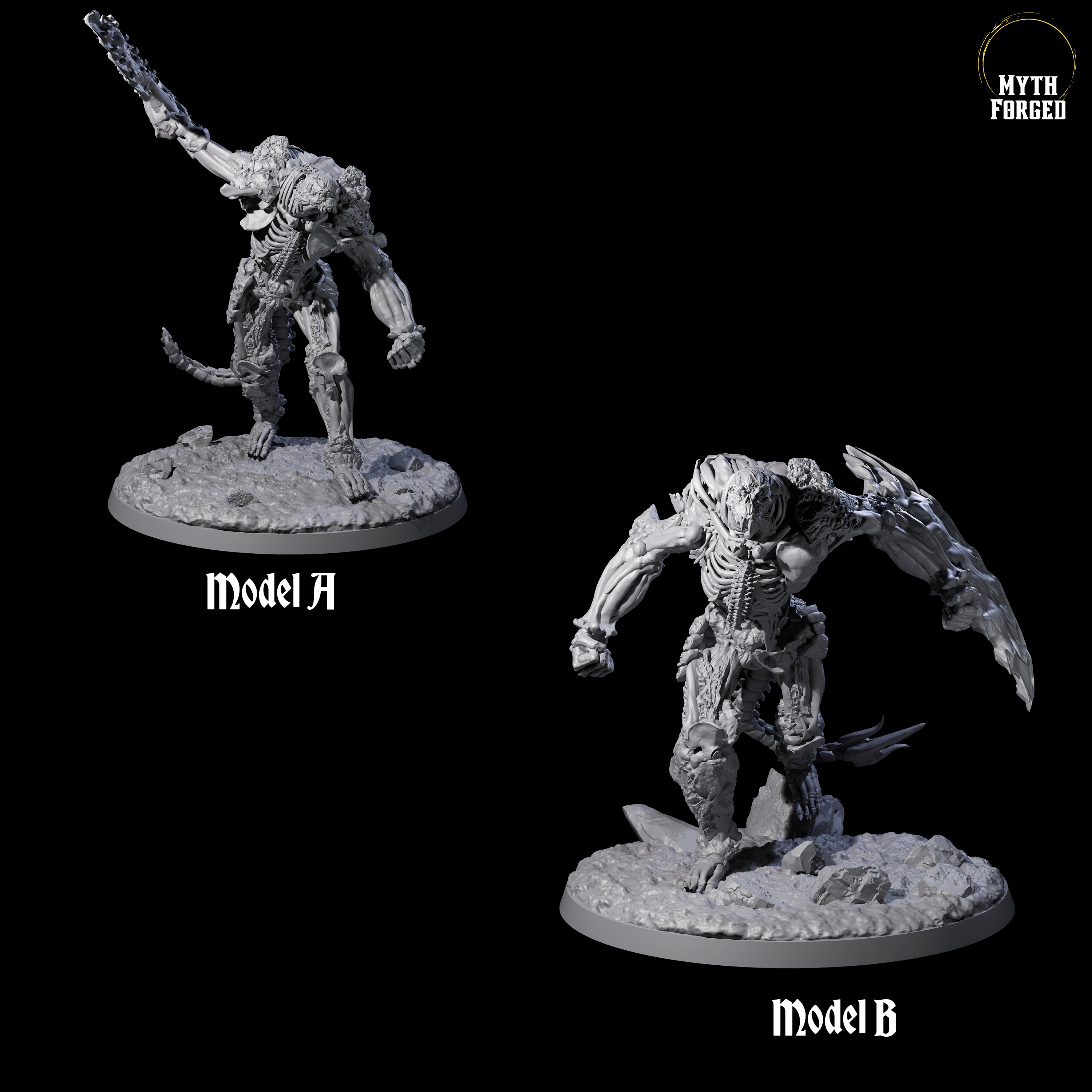 Two Striding Bone Colossi Miniature for Dungeons and Dragons, Pathfinder or other TTRPGs