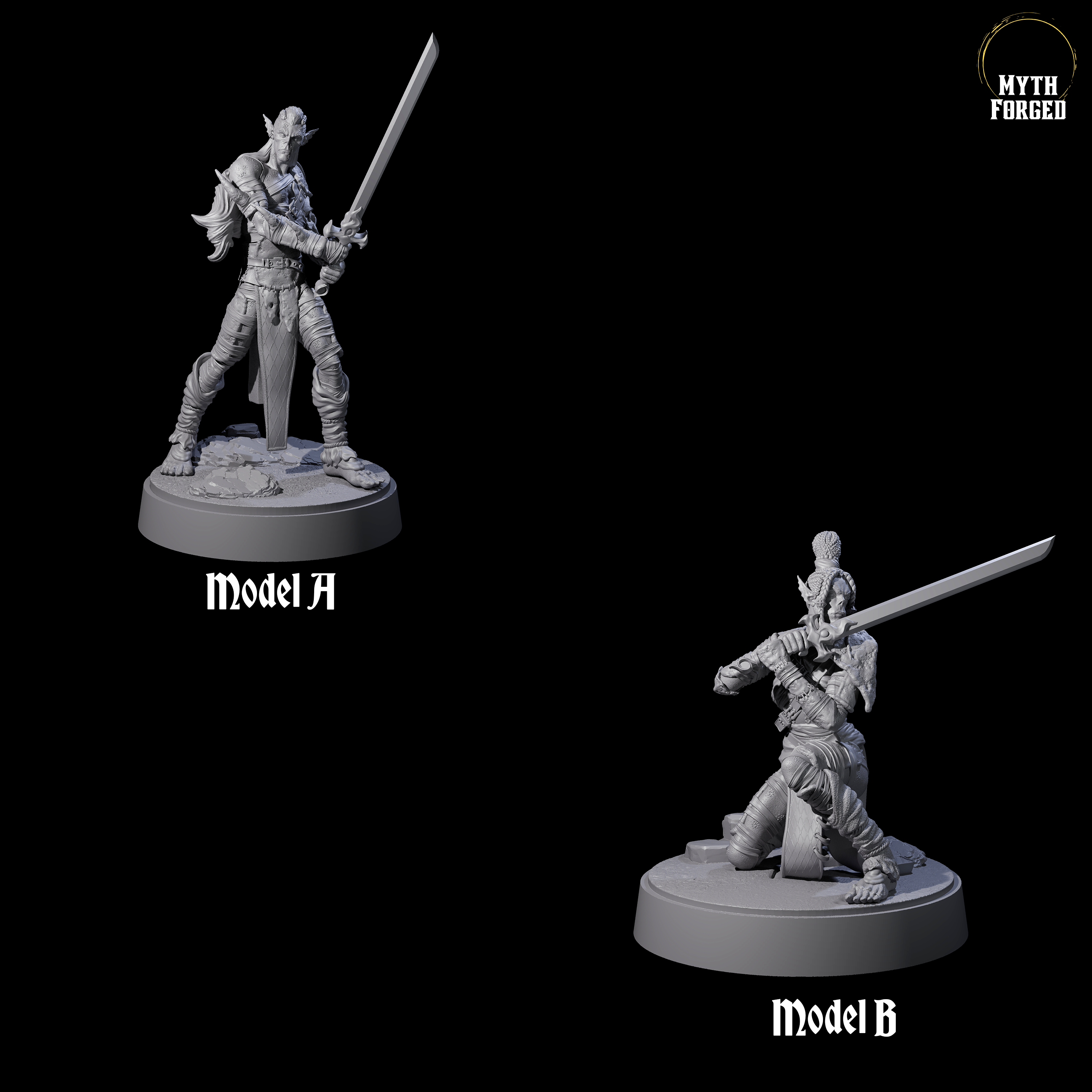 Two Strong Githyanki Corsairs Miniature for Dungeons and Dragons, Pathfinder or other TTRPGs