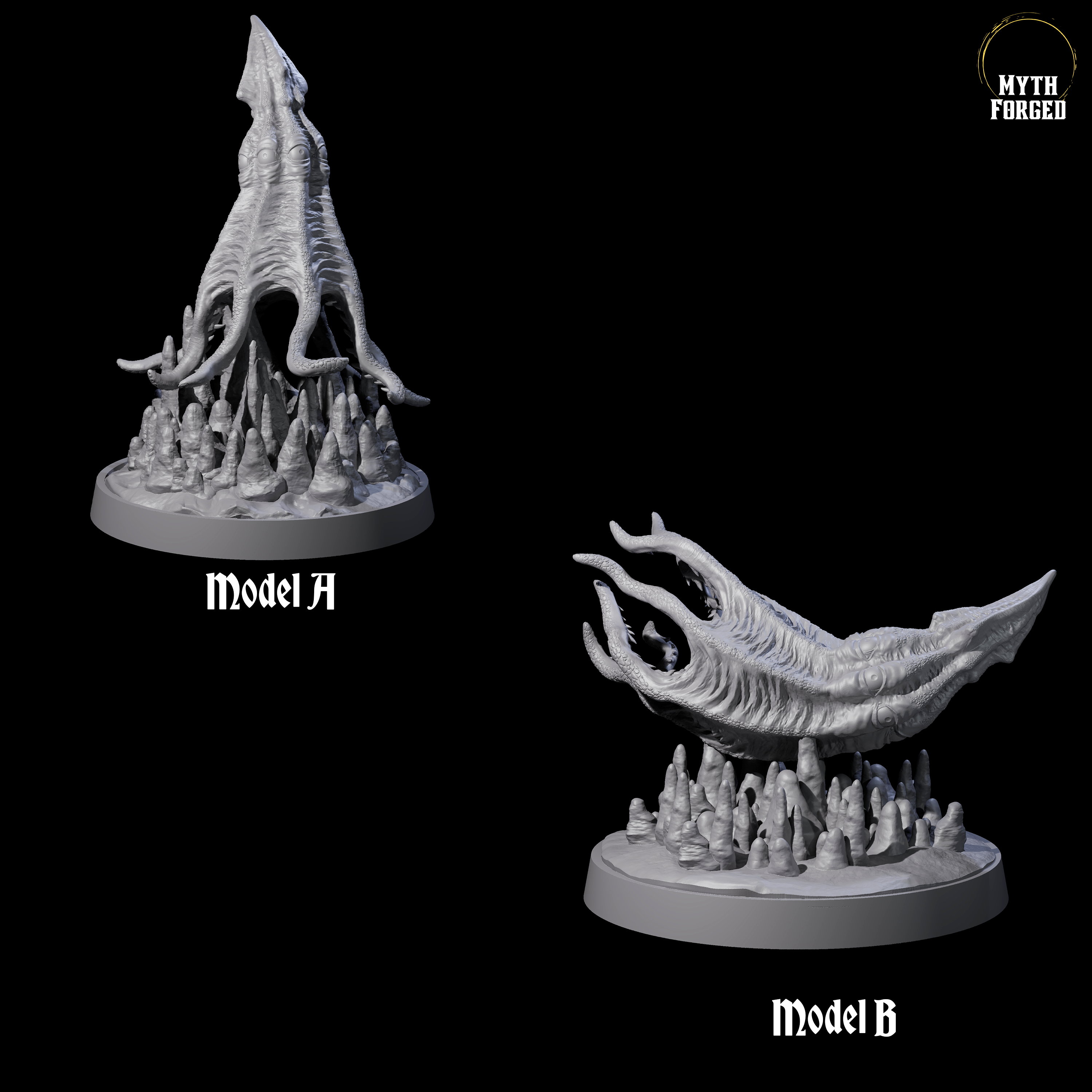 Two Swooping Darkmantles Miniature for Dungeons and Dragons, Pathfinder or other TTRPGs