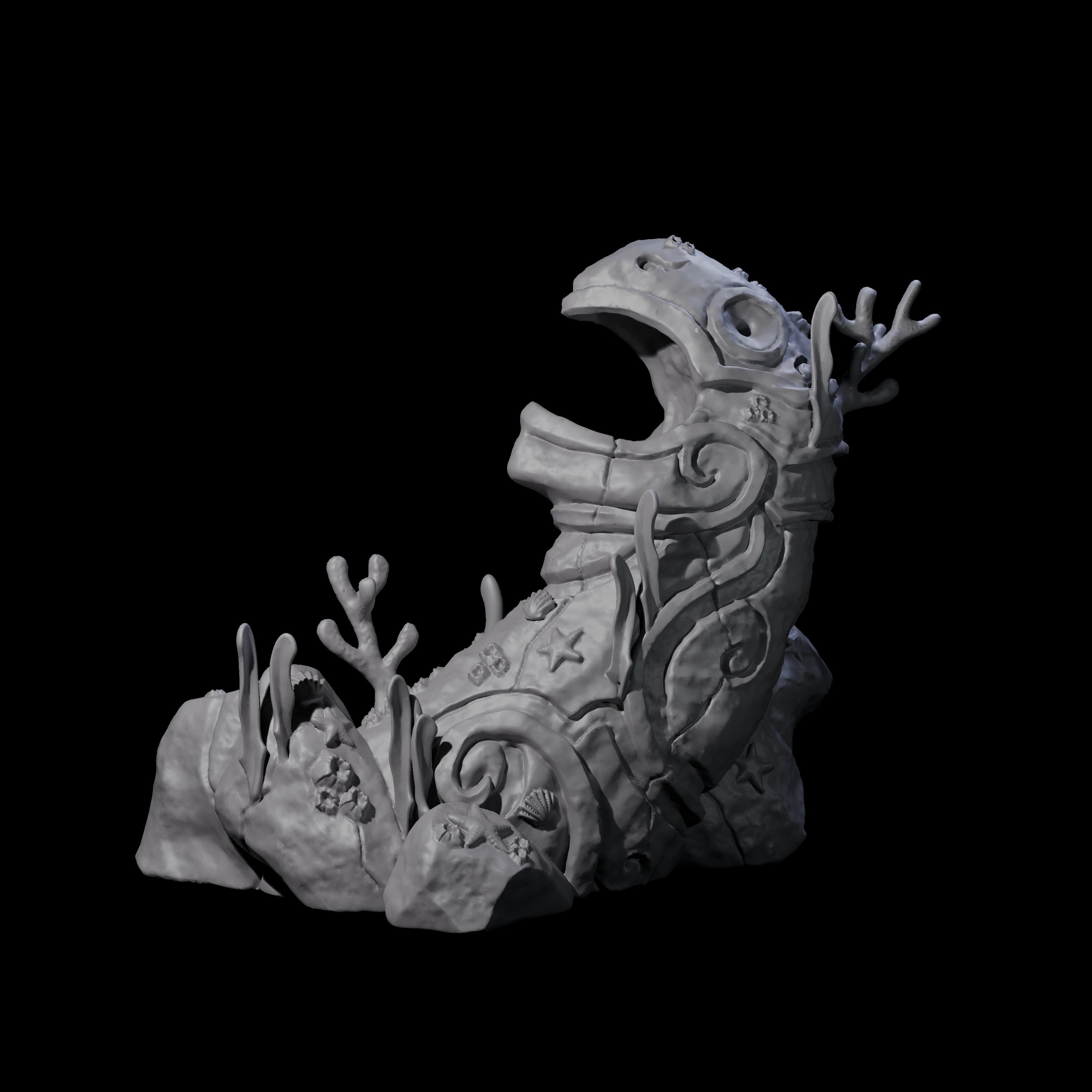 Two Underwater Ruined Statues Miniature for Dungeons and Dragons, Pathfinder or other TTRPGs