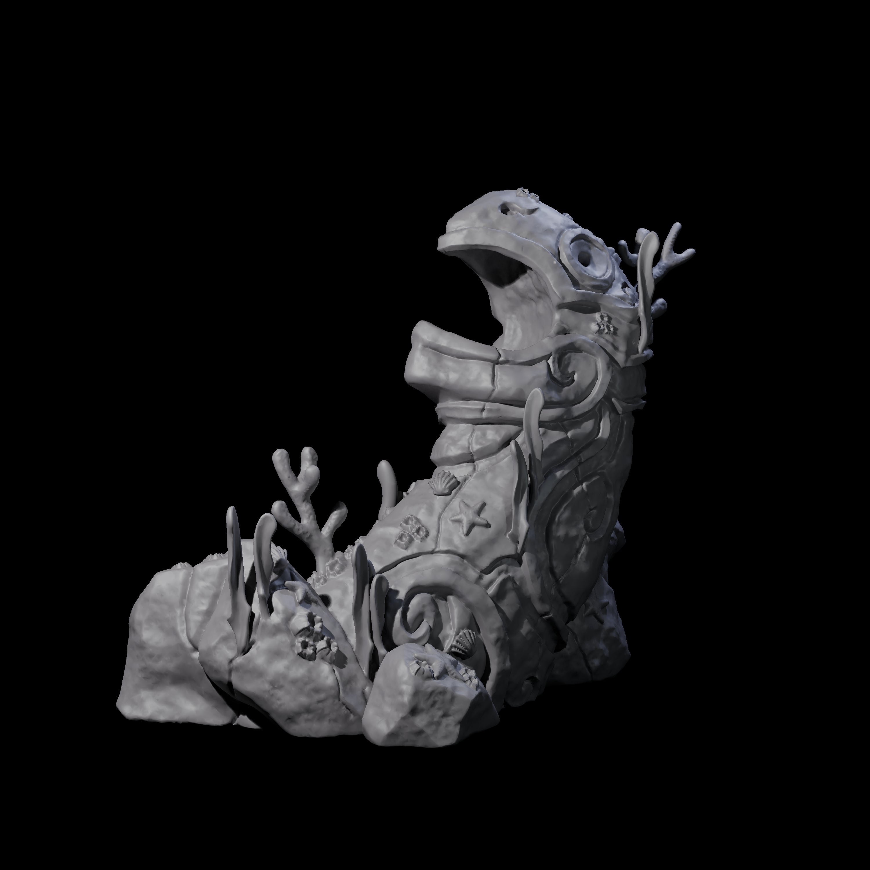 Two Underwater Ruined Statues Miniature for Dungeons and Dragons, Pathfinder or other TTRPGs